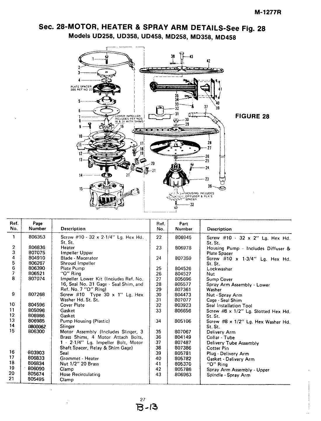 05 - MOTOR, HEATER & SPRAY ARM (UD458)