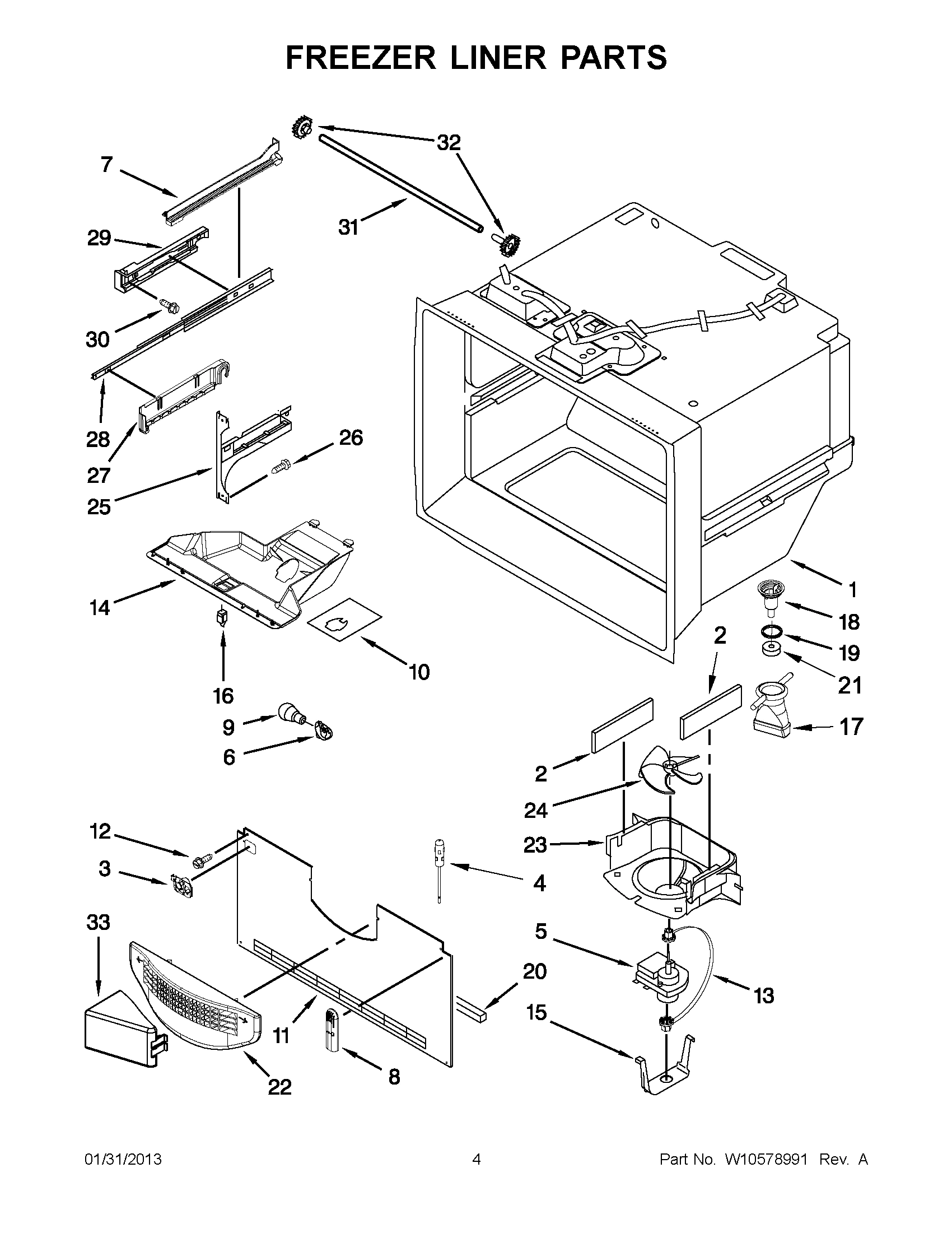 02 - FREEZER LINER PARTS