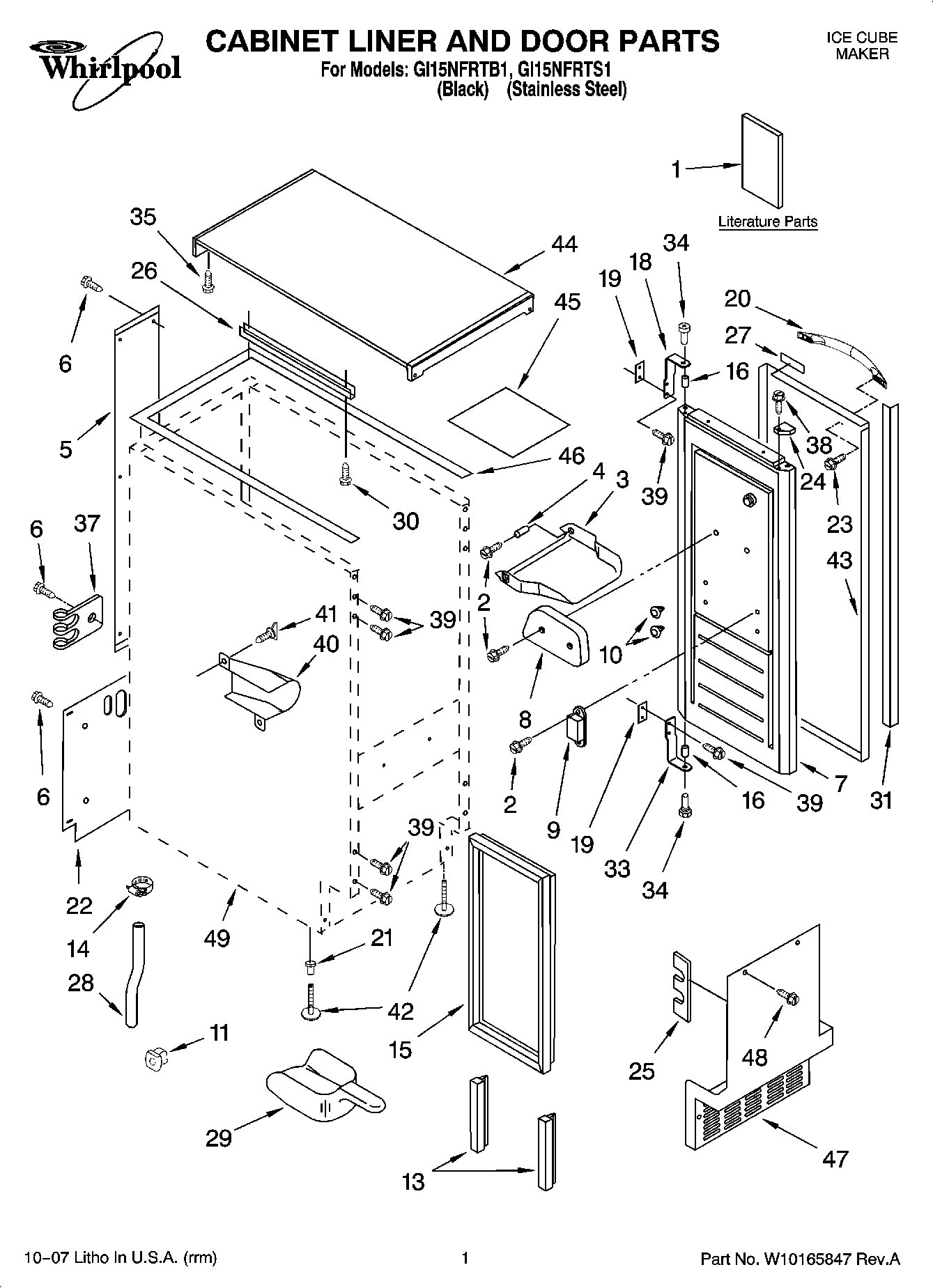 01 - CABINET LINER AND DOOR PARTS