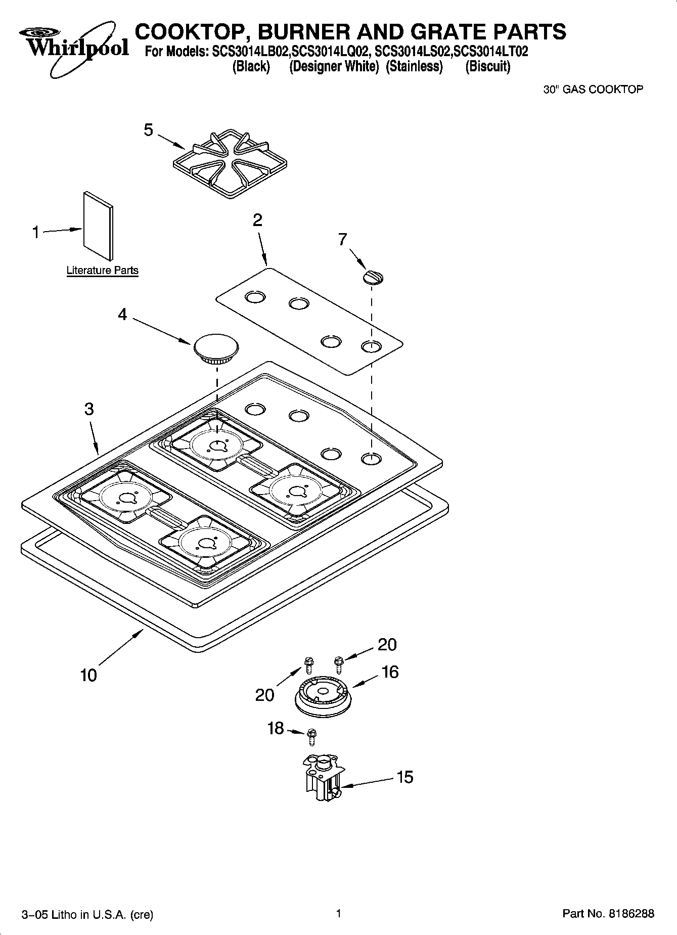 01 - COOKTOP, BURNER AND GRATE PARTS