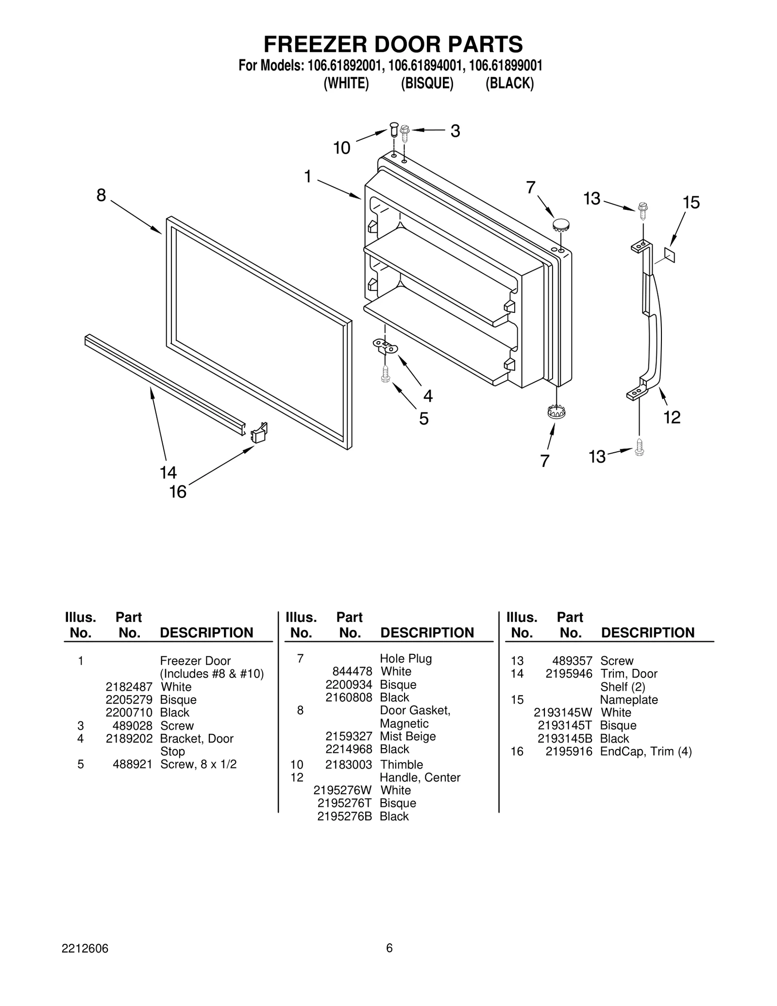 FREEZER DOOR PARTS