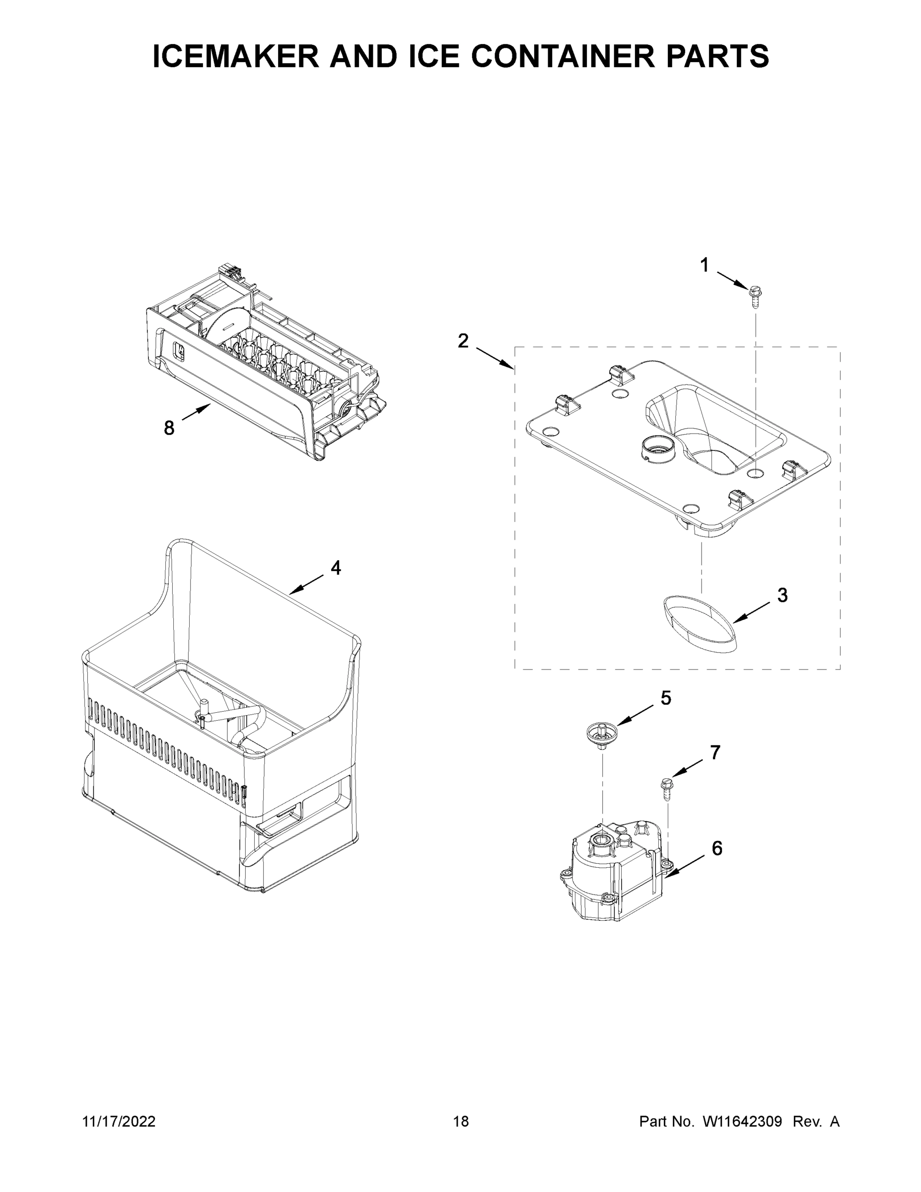 10 - ICEMAKER AND ICE CONTAINER PARTS