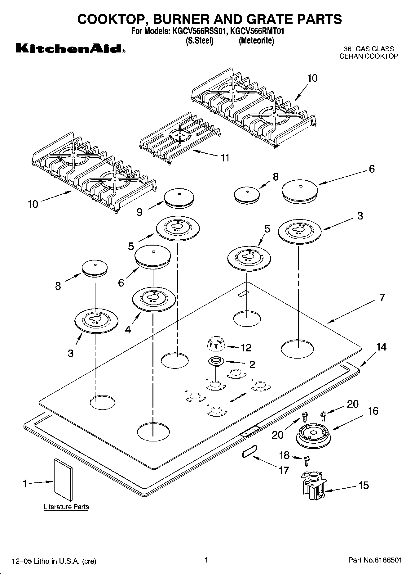 01 - COOKTOP, BURNER AND GRATE PARTS
