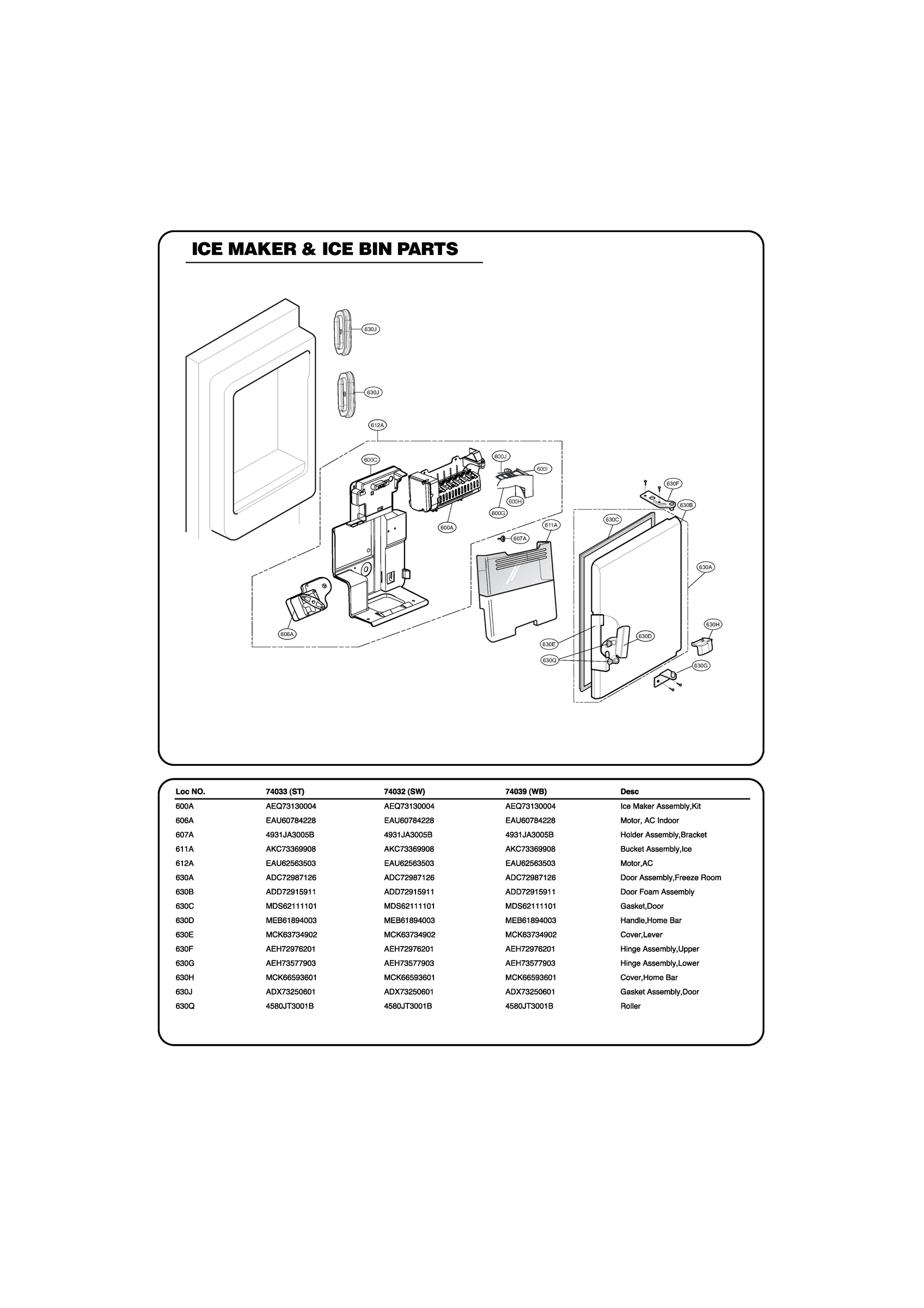 ICE MAKER & ICE BIN PARTS
