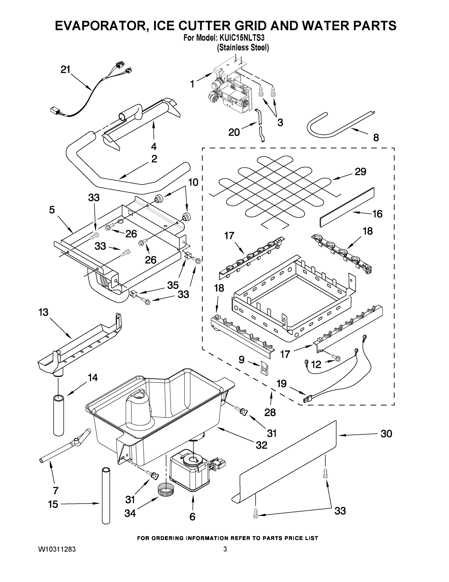 02 - EVAPORATOR ICE CUTTER GRID AND WATER PARTS