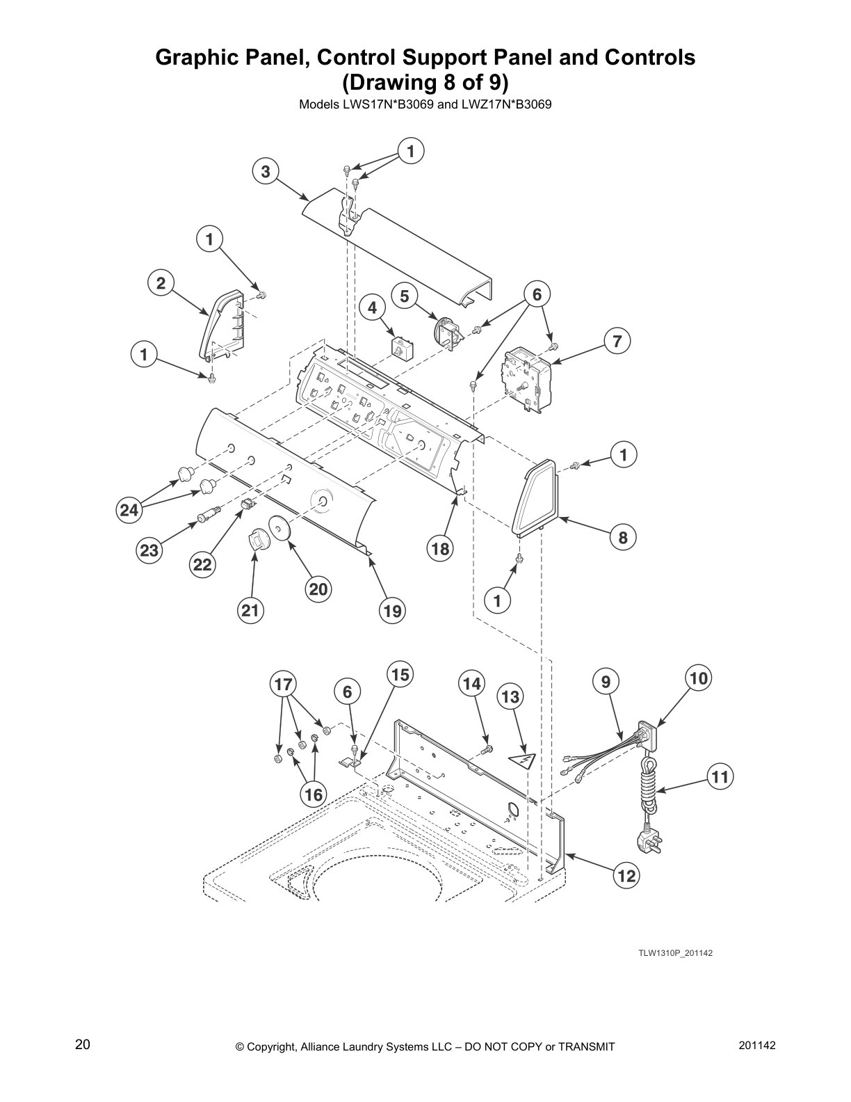 Graphic Panel, Control Support Panel and Controls
(Drawing 8 of 9)