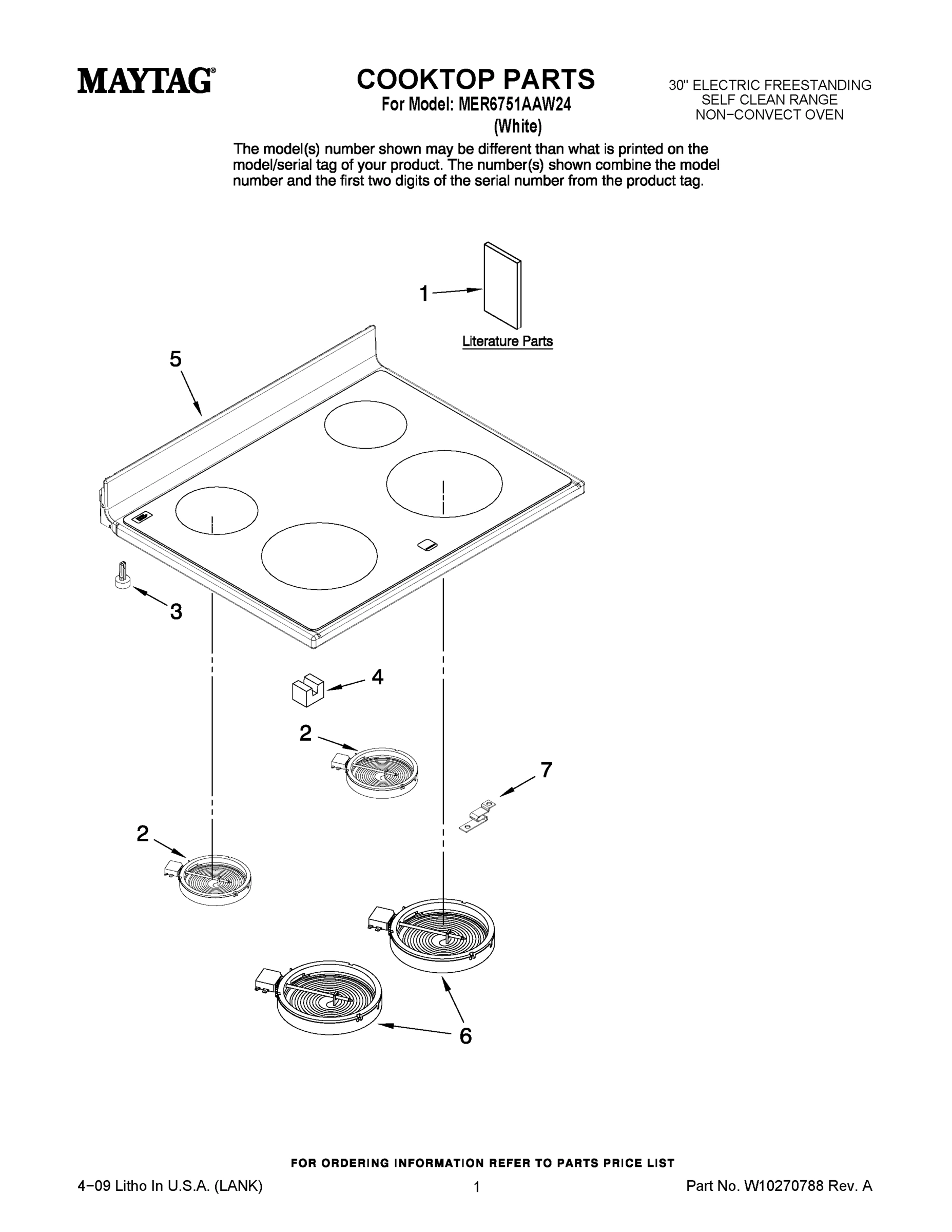 01 - COOKTOP PARTS