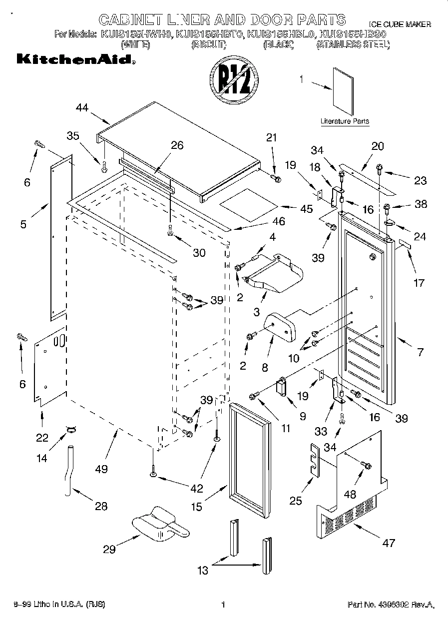 01 - CABINET LINER AND DOOR, LIT/OPTIONAL