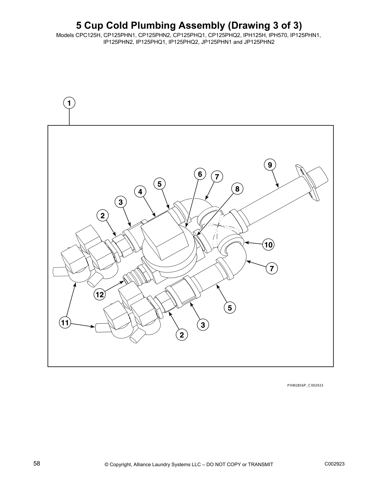 5 Cup Cold Plumbing Assembly (Drawing 3 of 3)
