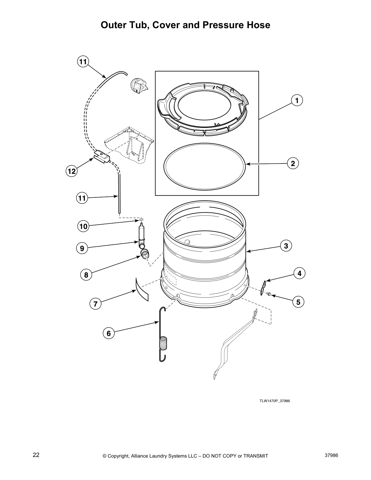 Outer Tub, Cover and Pressure Hose