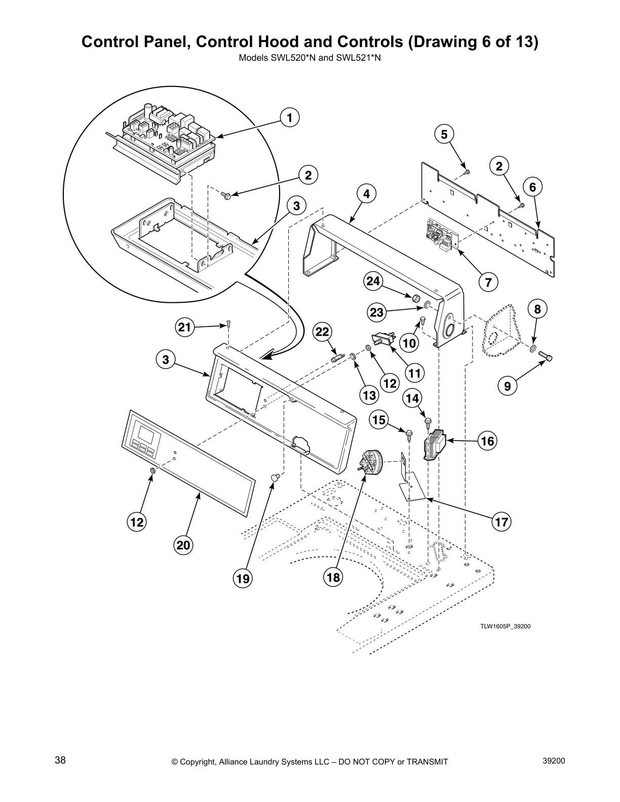 Control Panel, Control Hood and Controls (Drawing 6 of 13)