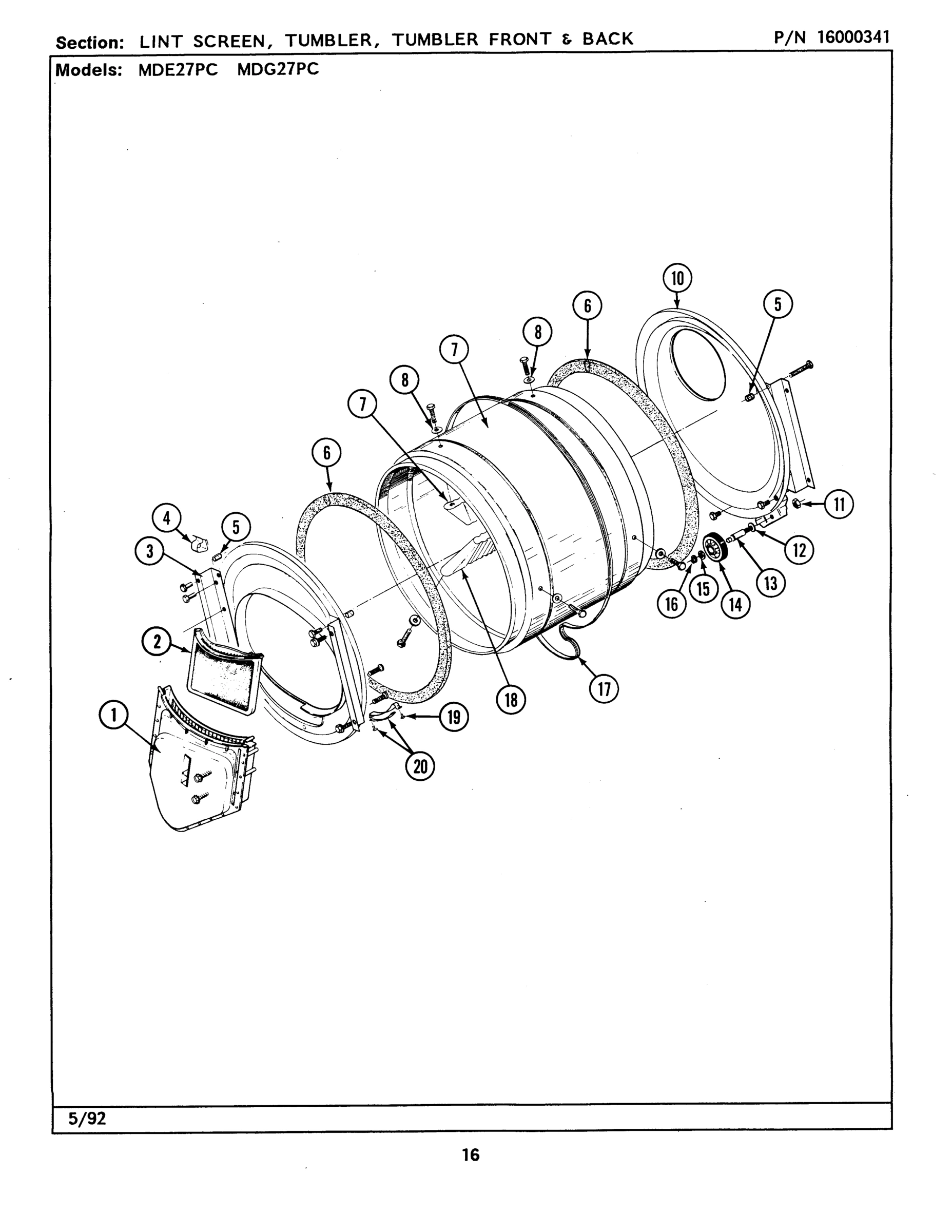 05 - LINT SCREEN, TUMBLER (FRONT & BACK)