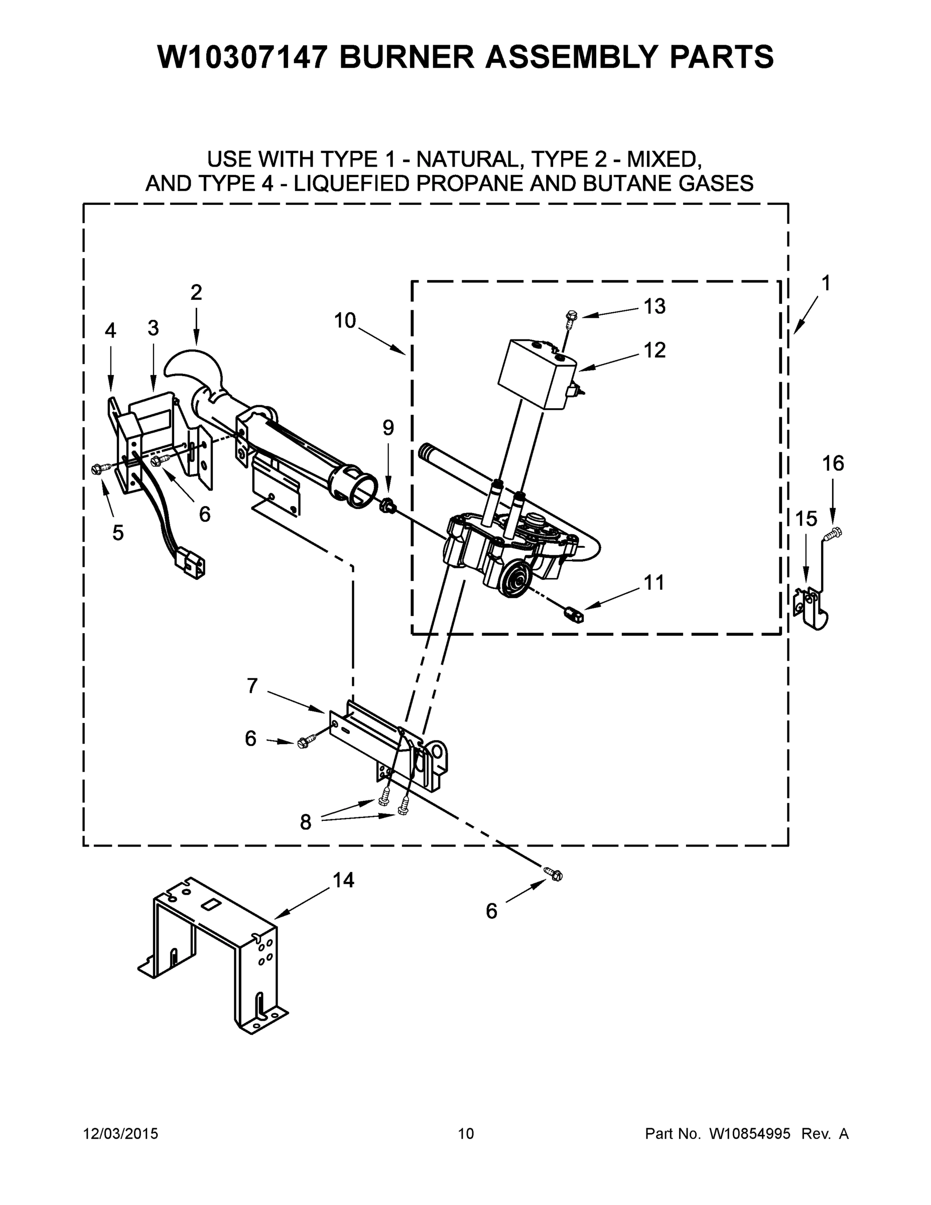 06 - W10307147 BURNER ASSEMBLY PARTS