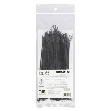 PowerGRP Cable Tie Black 8" 18lb (100PK)