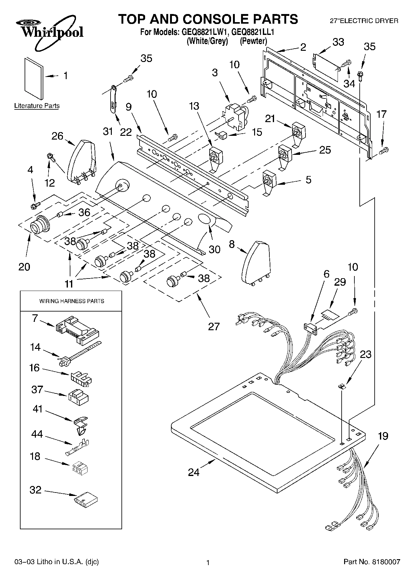 01 - TOP AND CONSOLE PARTS