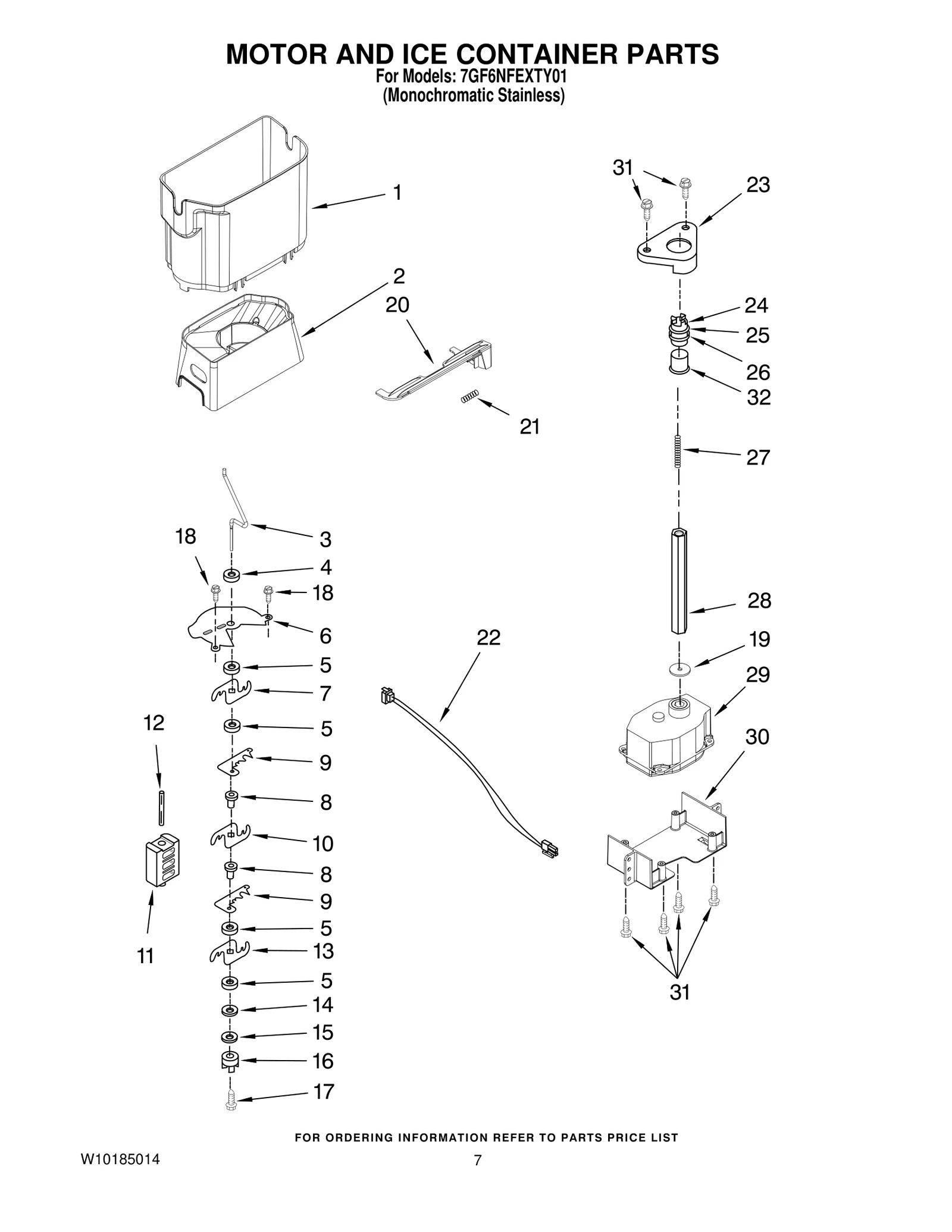 MOTOR AND ICE CONTAINER PARTS