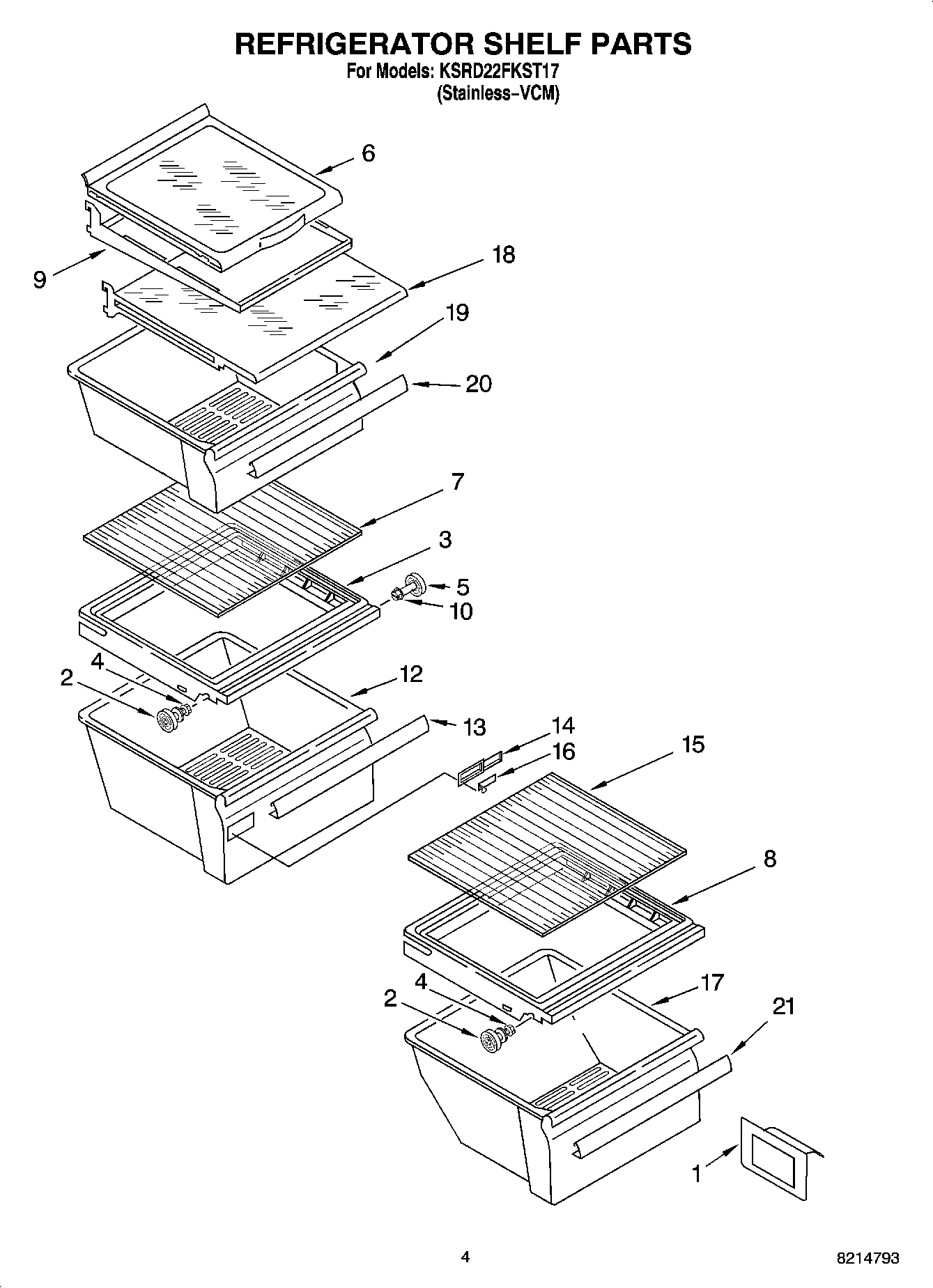03 - REFRIGERATOR SHELF PARTS