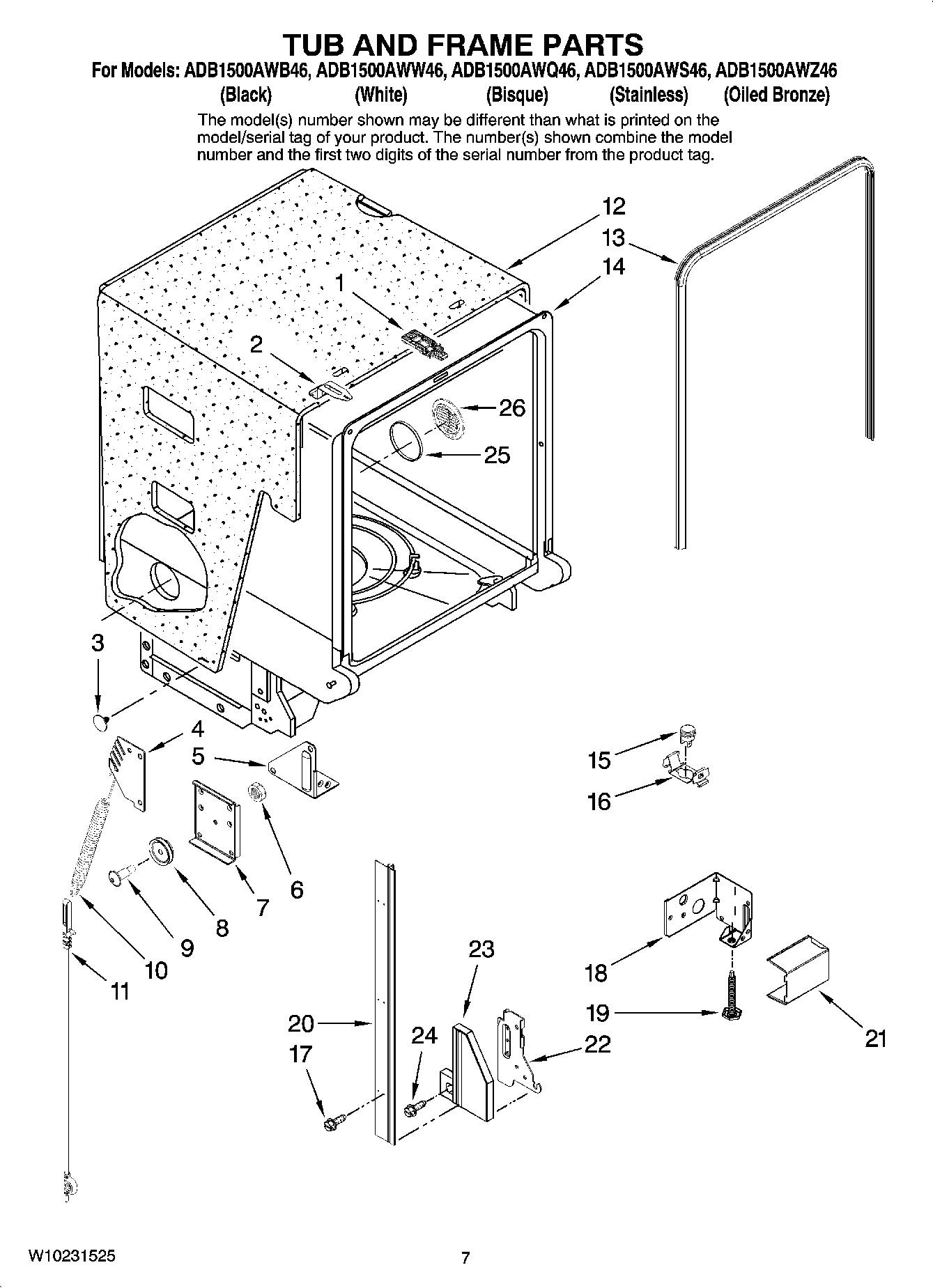 07 - TUB AND FRAME PARTS