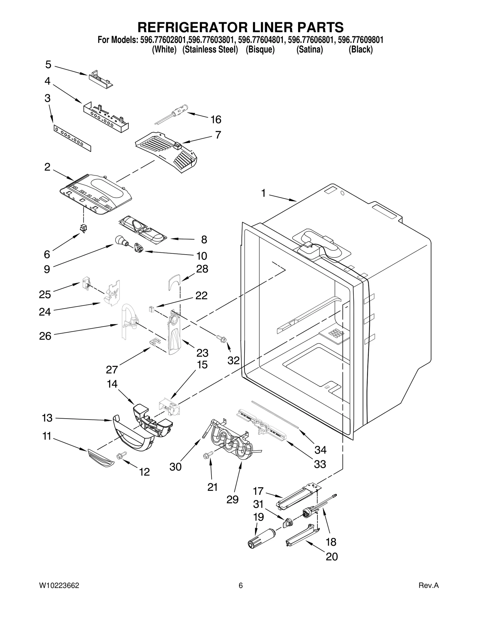 REFRIGERATOR LINER PARTS