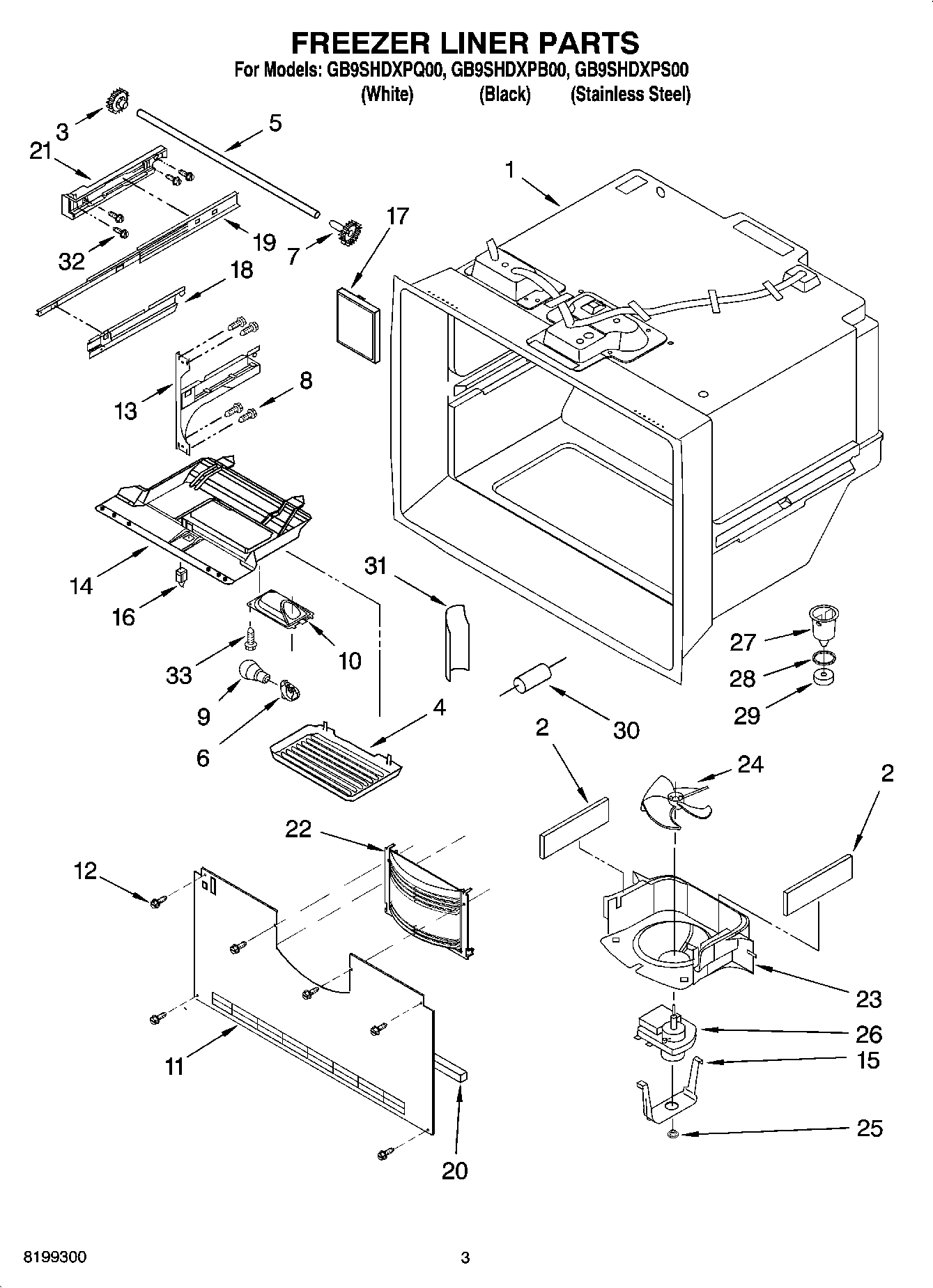 02 - FREEZER LINER PARTS