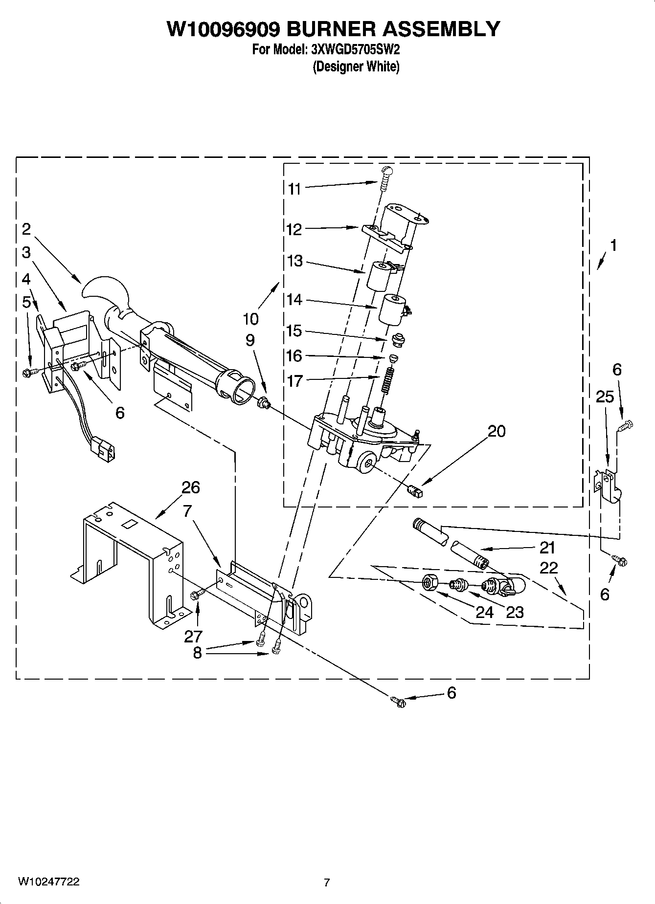 04 - W10096909 BURNER ASSEMBLY, OPTIONAL PARTS (NOT INCLUDED)