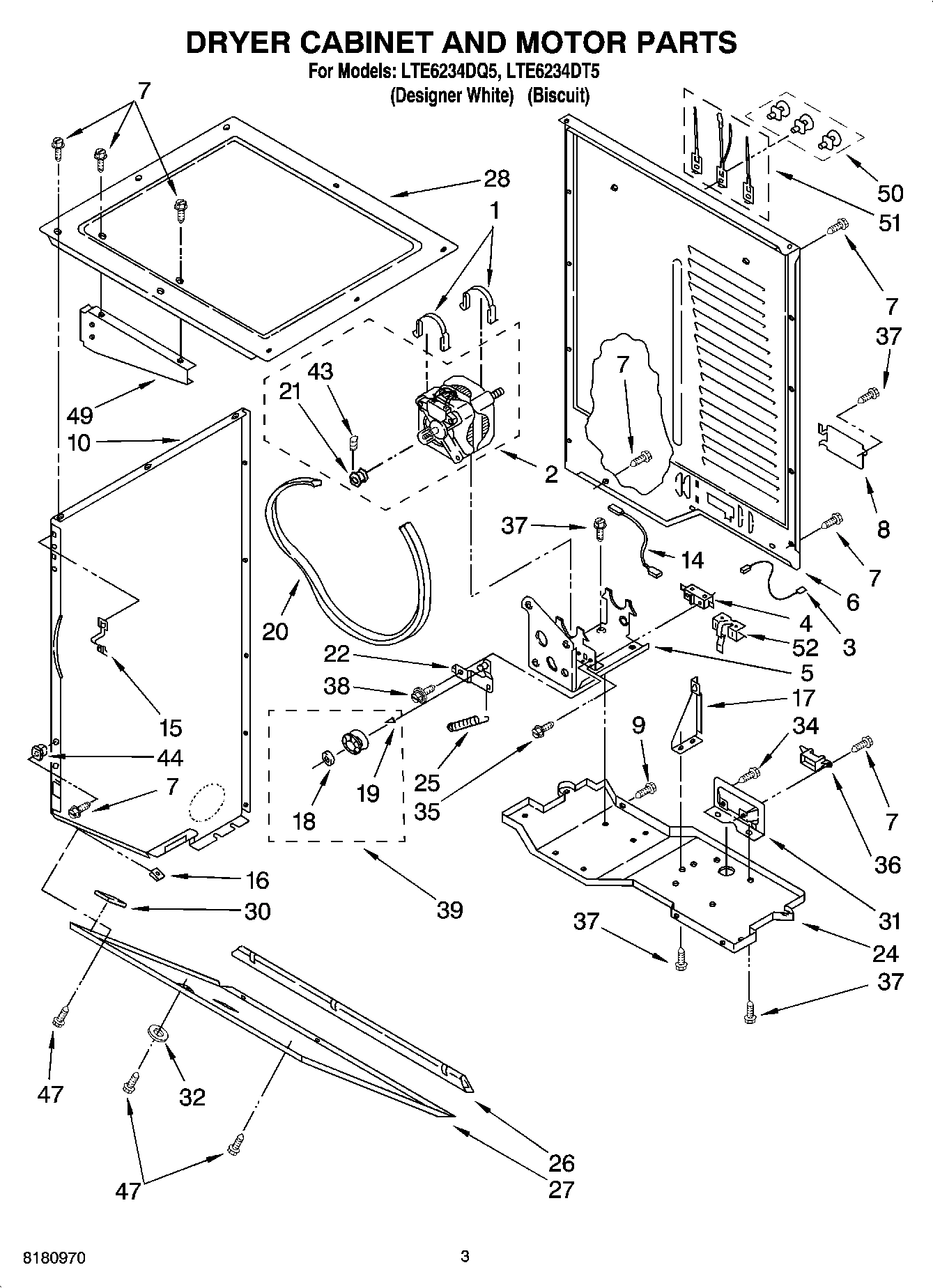 03 - DRYER CABINET AND MOTOR PARTS