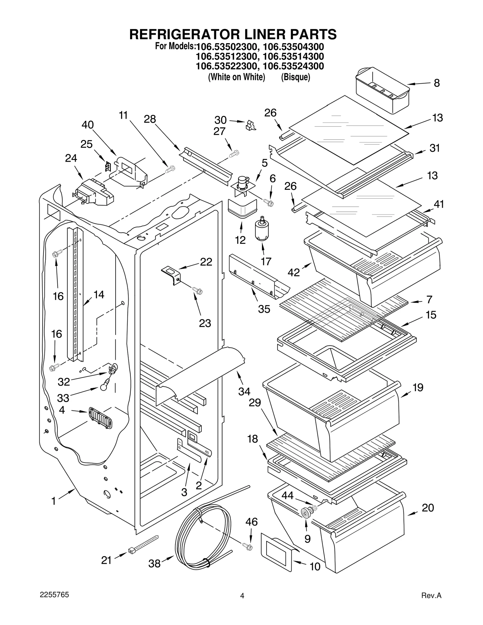 REFRIGERATOR LINER PARTS