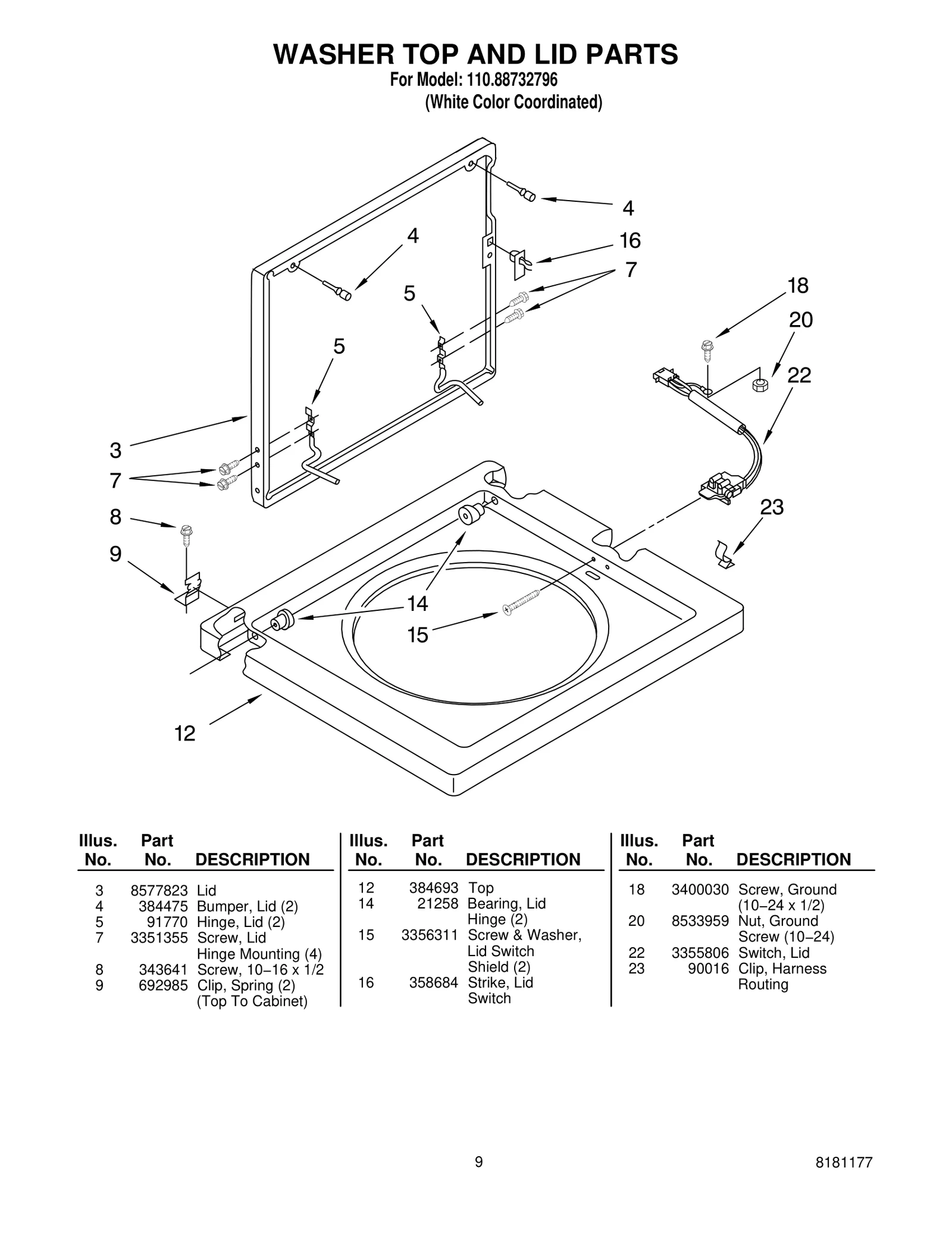 WASHER TOP AND LID PARTS