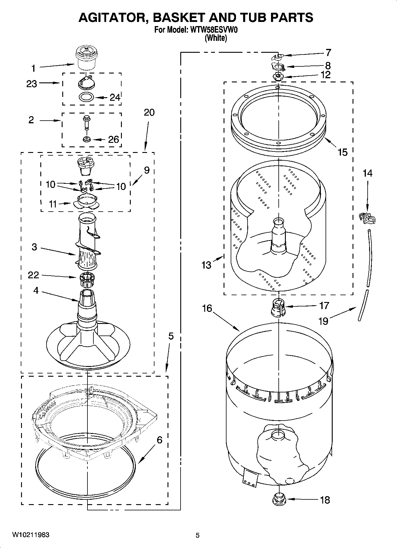 03 - AGITATOR, BASKET AND TUB PARTS