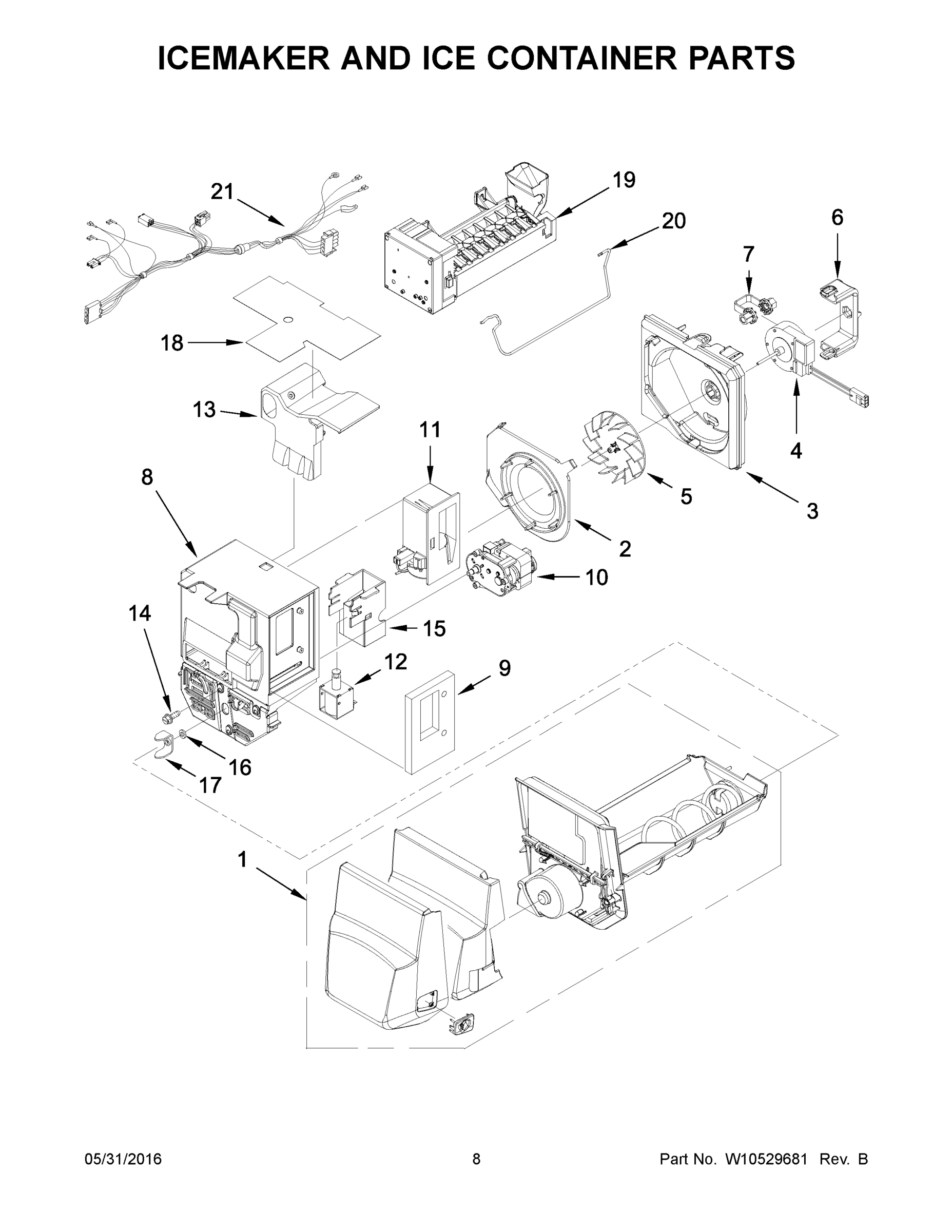 05 - ICEMAKER AND ICE CONTAINER PARTS