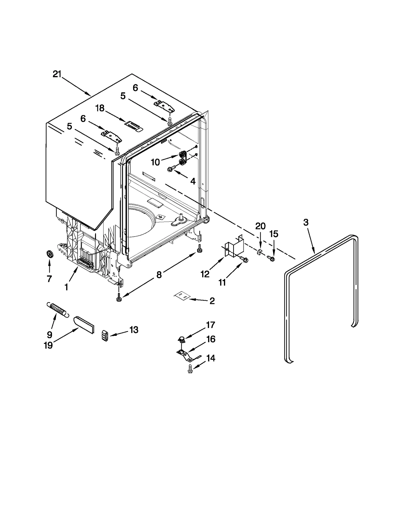 TUB AND FRAME PARTS