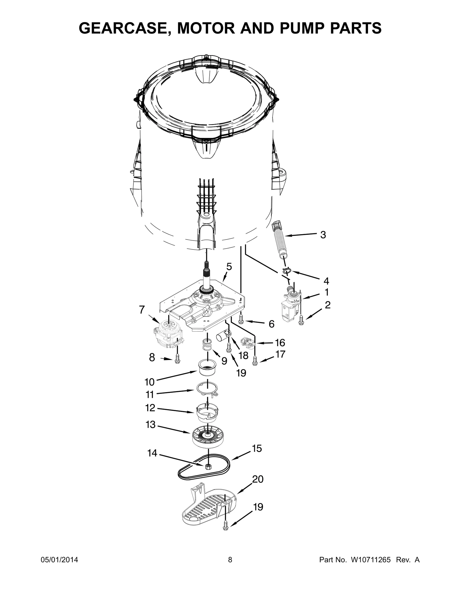 GEARCASE, MOTOR AND PUMP PARTS