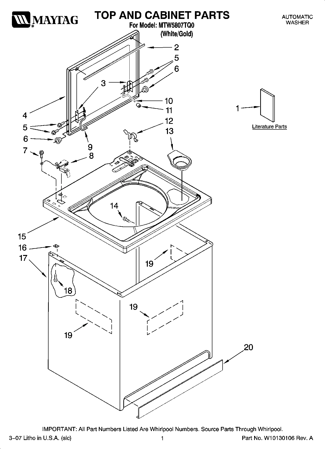 01 - TOP AND CABINET PARTS