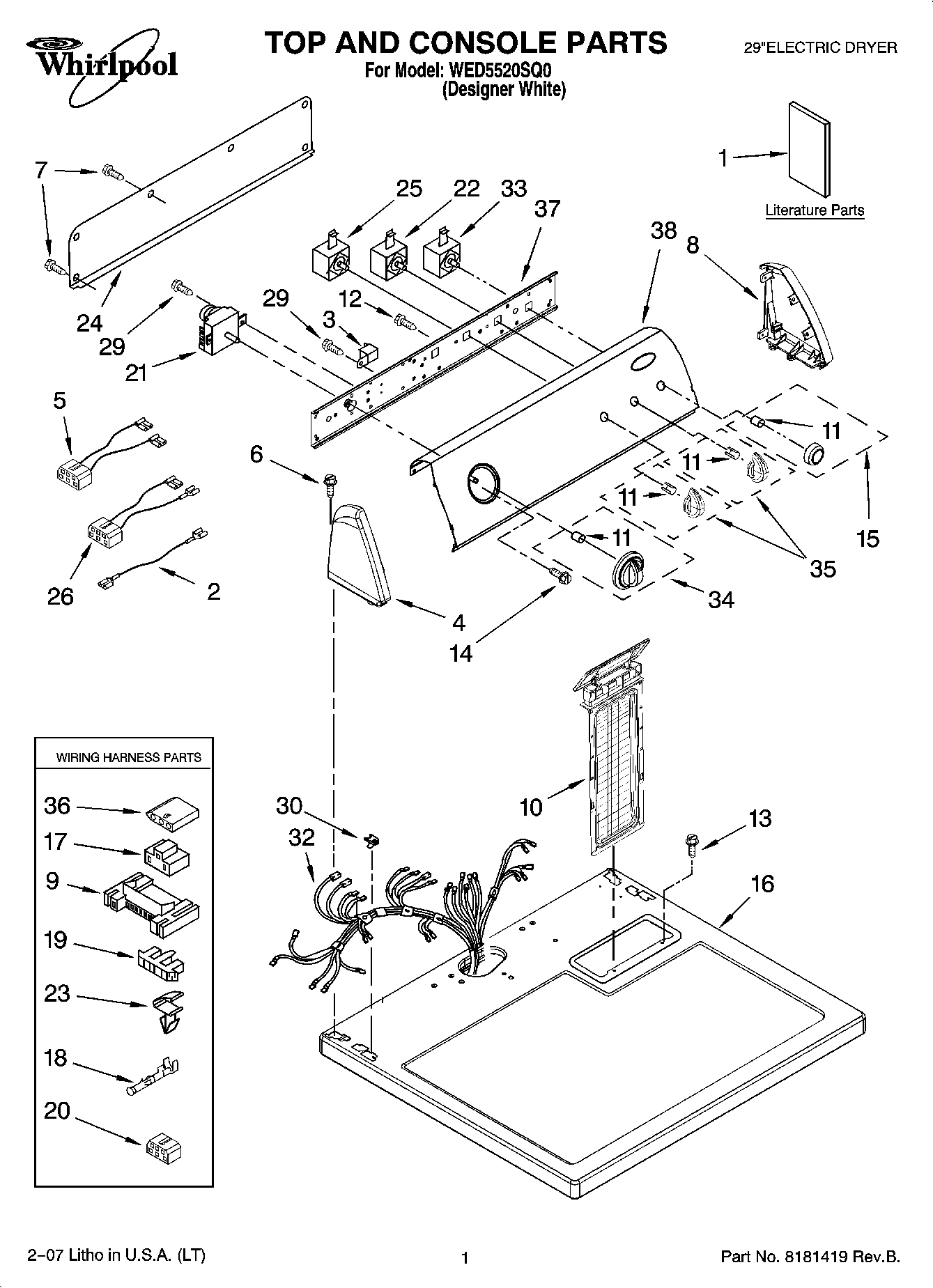 01 - TOP AND CONSOLE PARTS