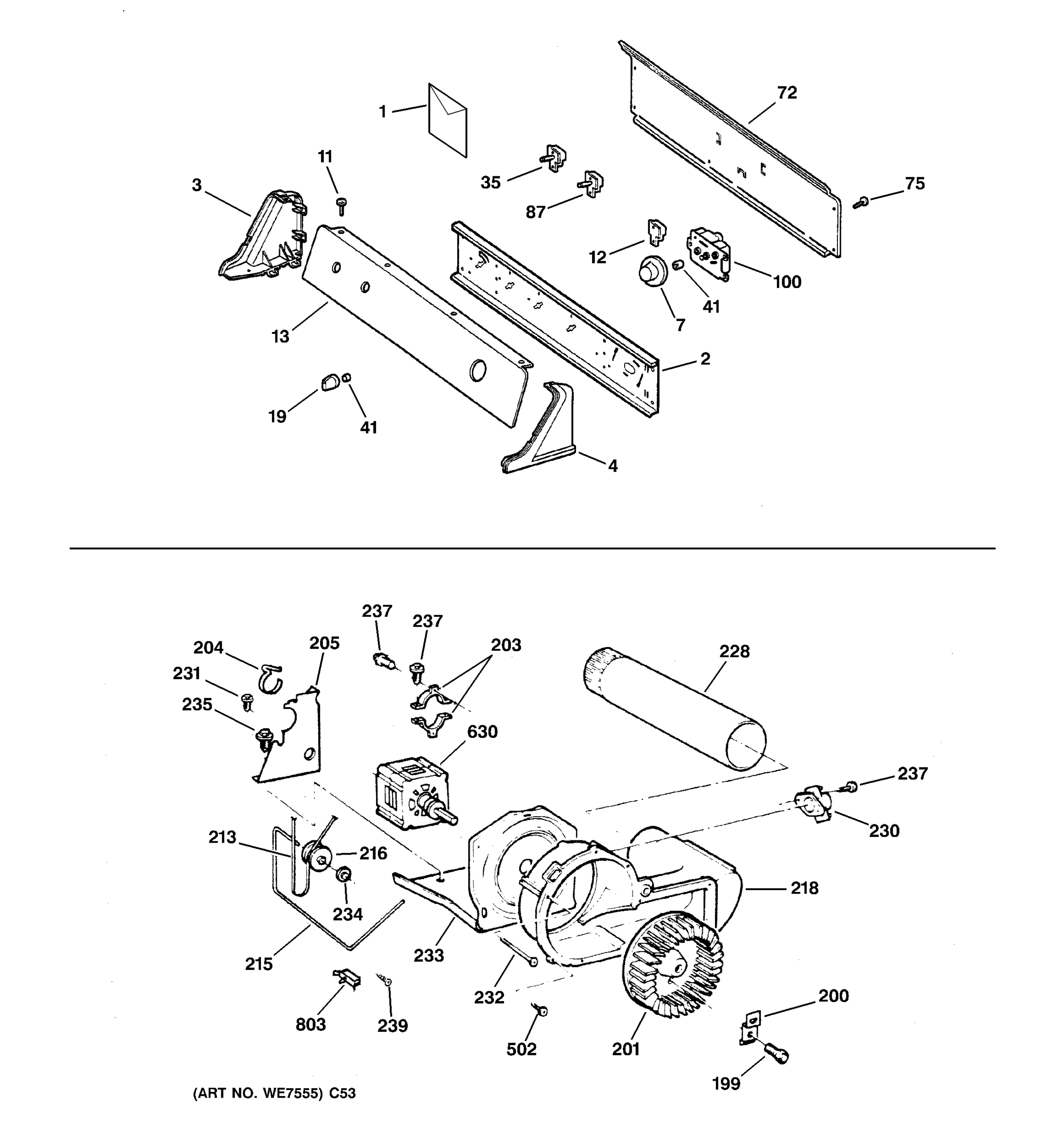 BACKSPLASH, BLOWER & MOTOR ASSEMBLY