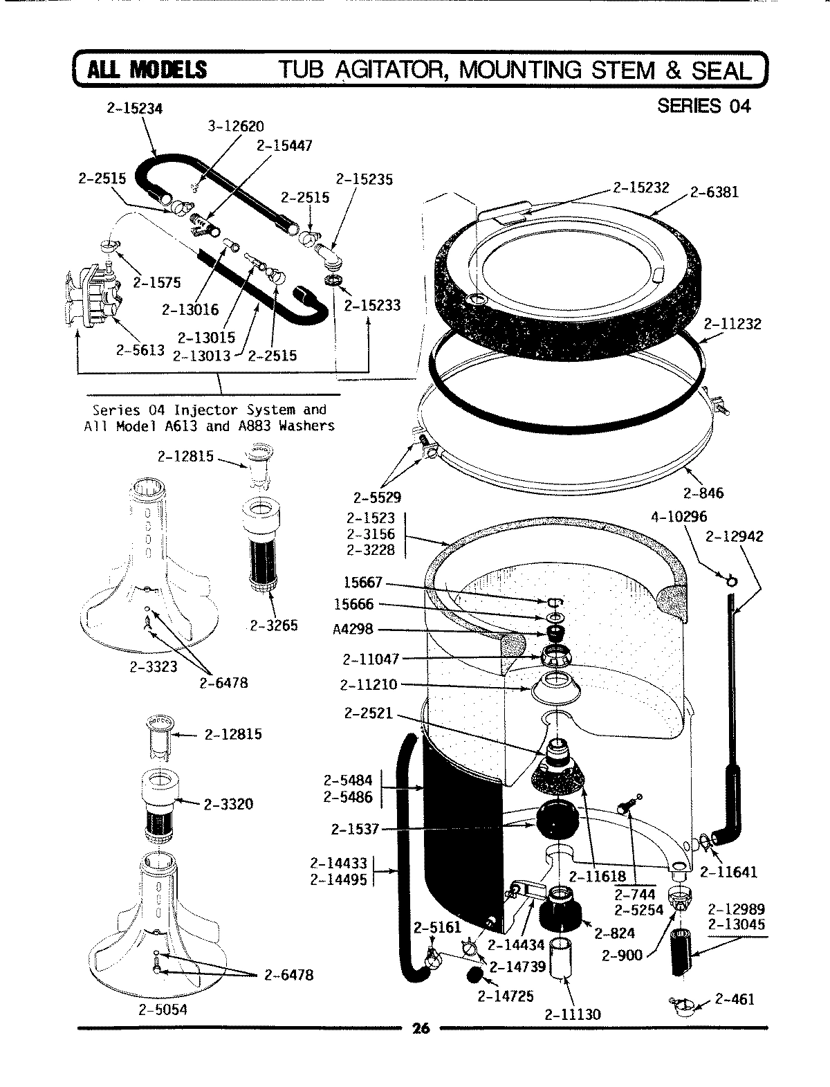 10 - TUB, AGITATOR, MTG. STEM & SEAL (SER 04)
