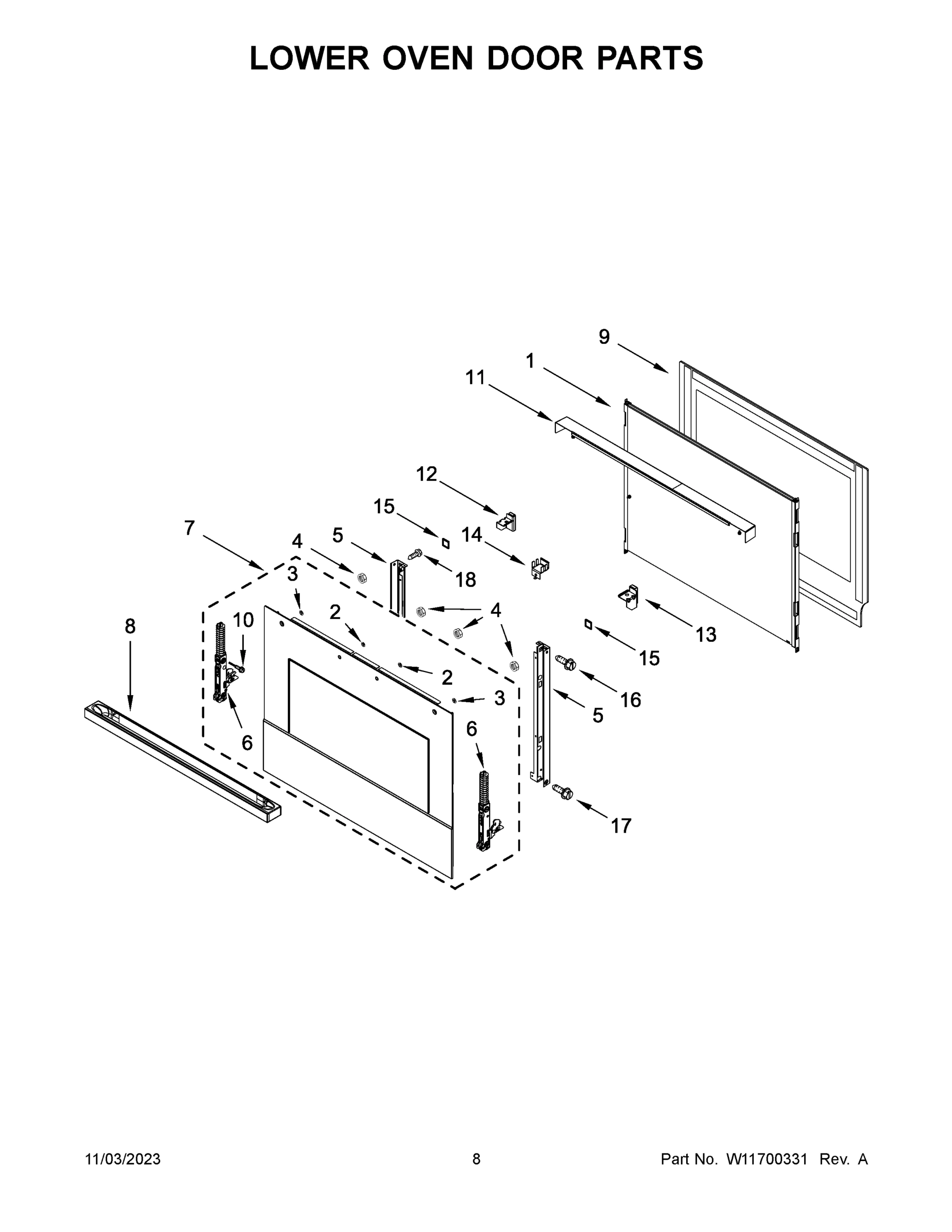 05 - LOWER OVEN DOOR PARTS