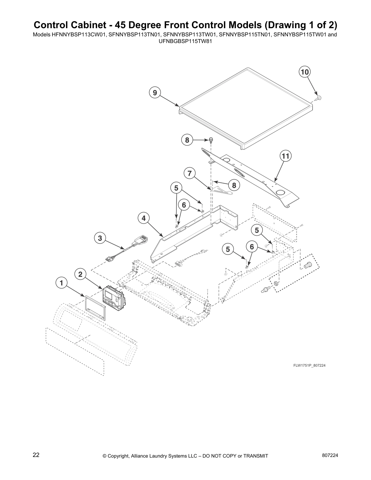 Control Cabinet - 45 Degree Front Control Models (Drawing 1 of 2)