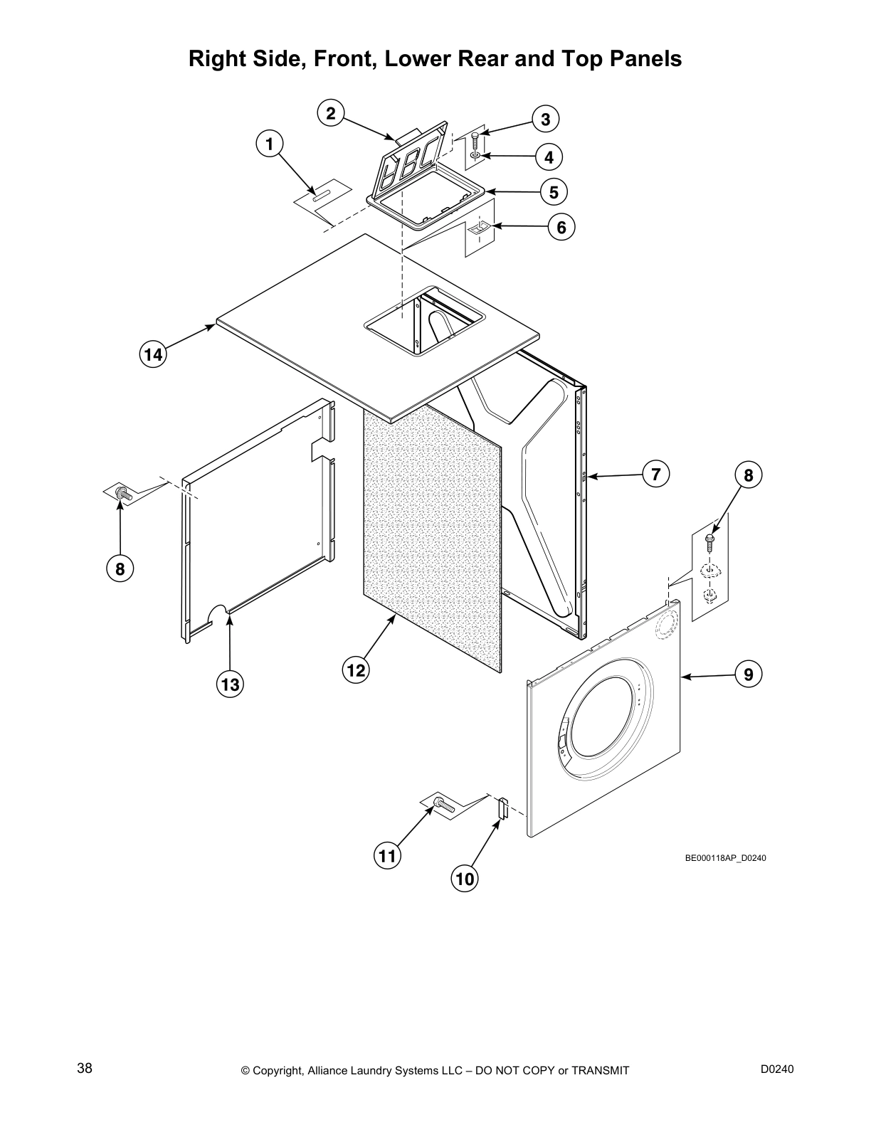Right Side, Front, Lower Rear and Top Panels