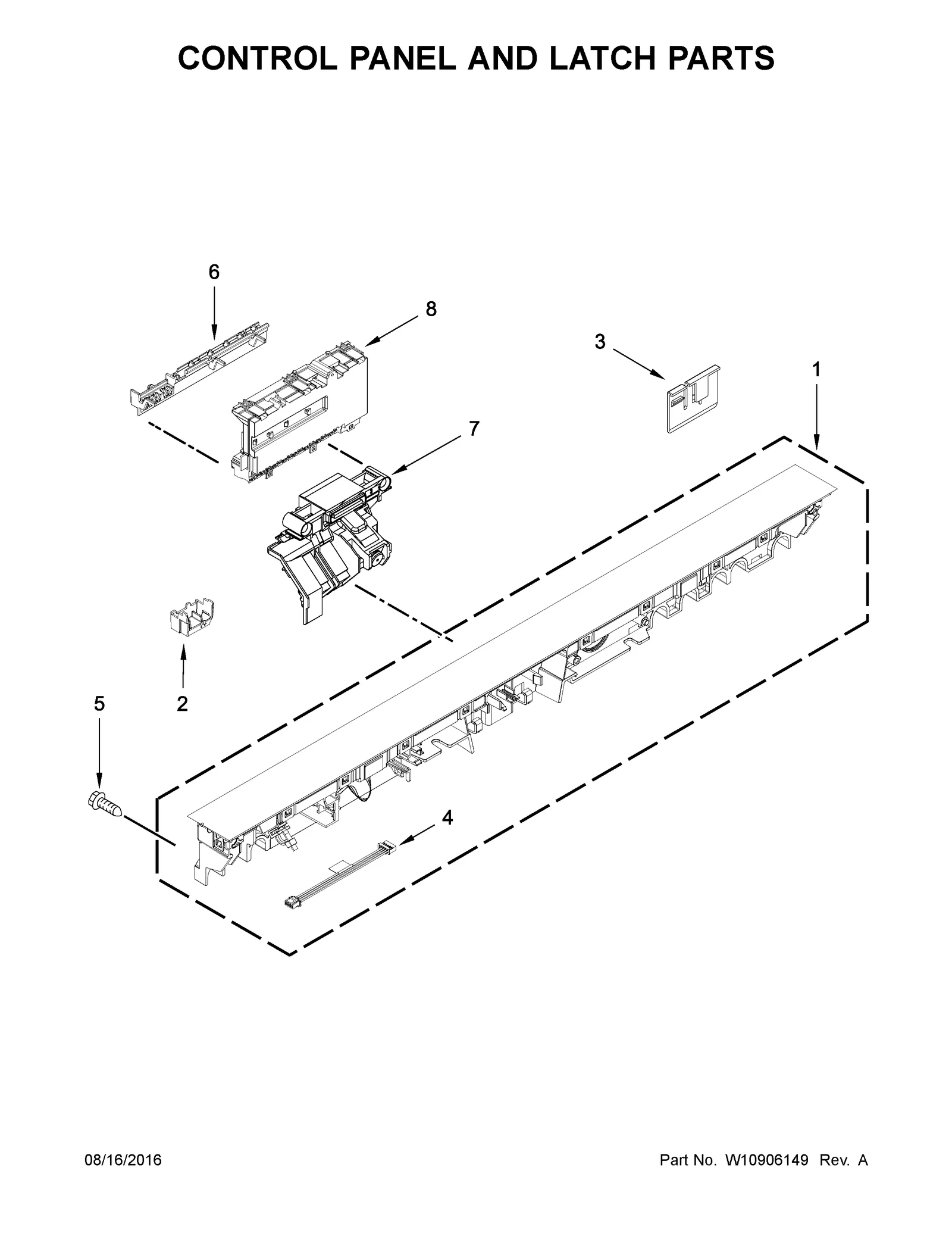 CONTROL PANEL AND LATCH PARTS