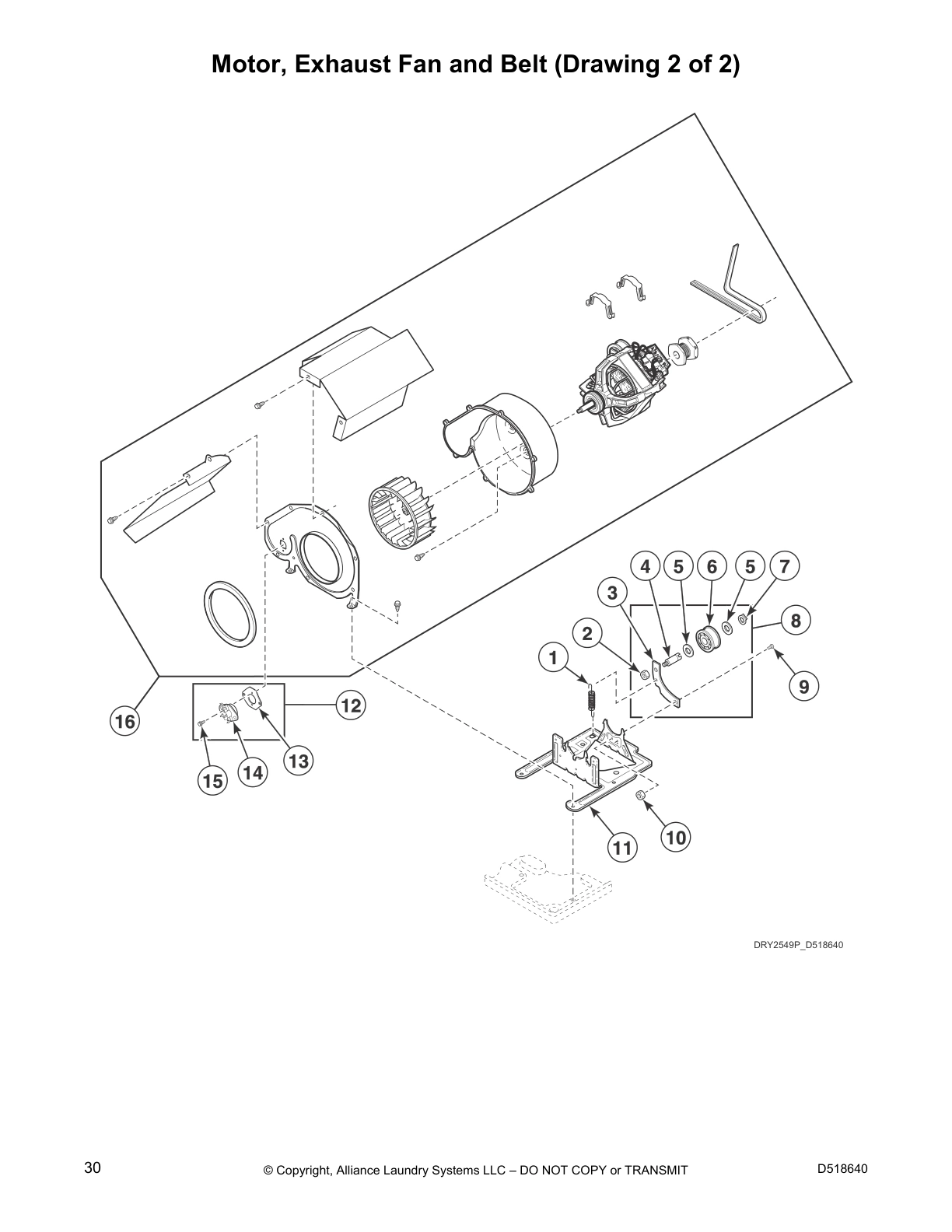 Motor, Exhaust Fan and Belt (Drawing 2 of 2)