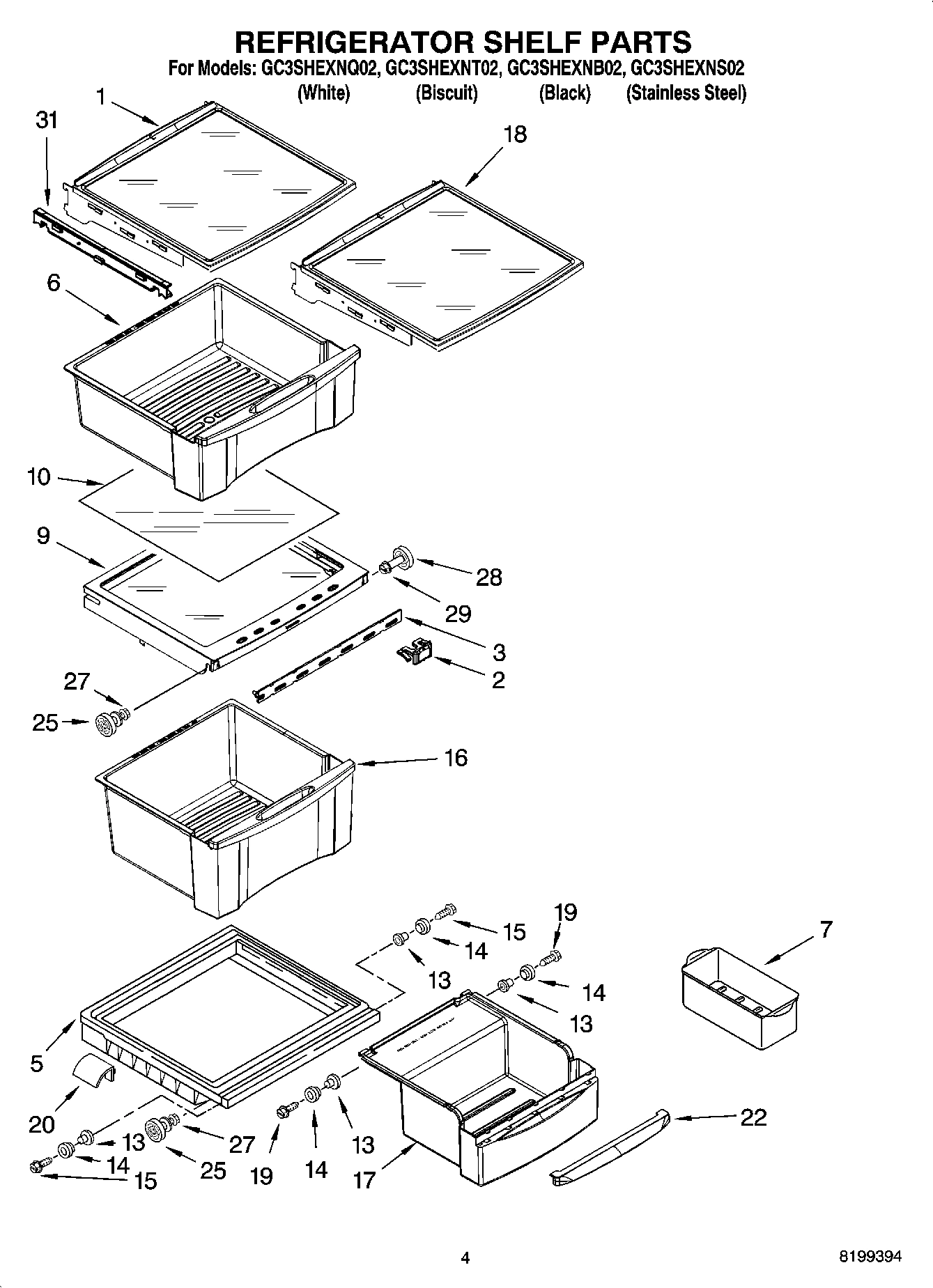 03 - REFRIGERATOR SHELF PARTS