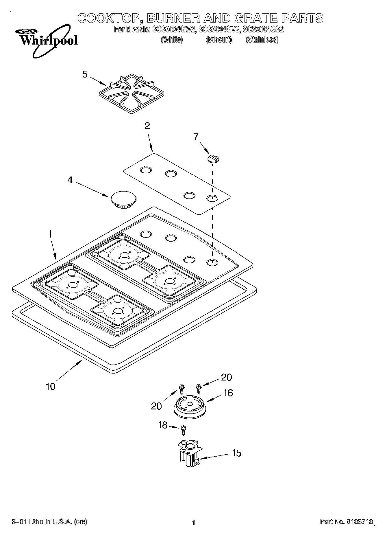 01 - COOKTOP, BURNER AND GRATE