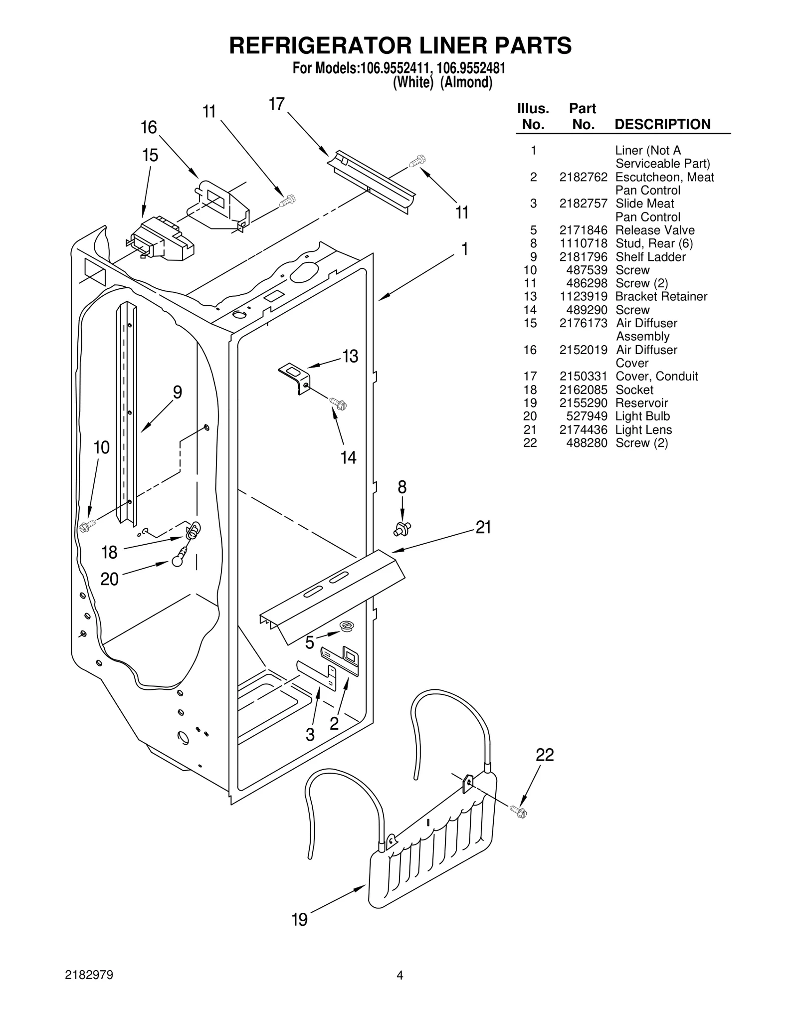 REFRIGERATOR LINER PARTS