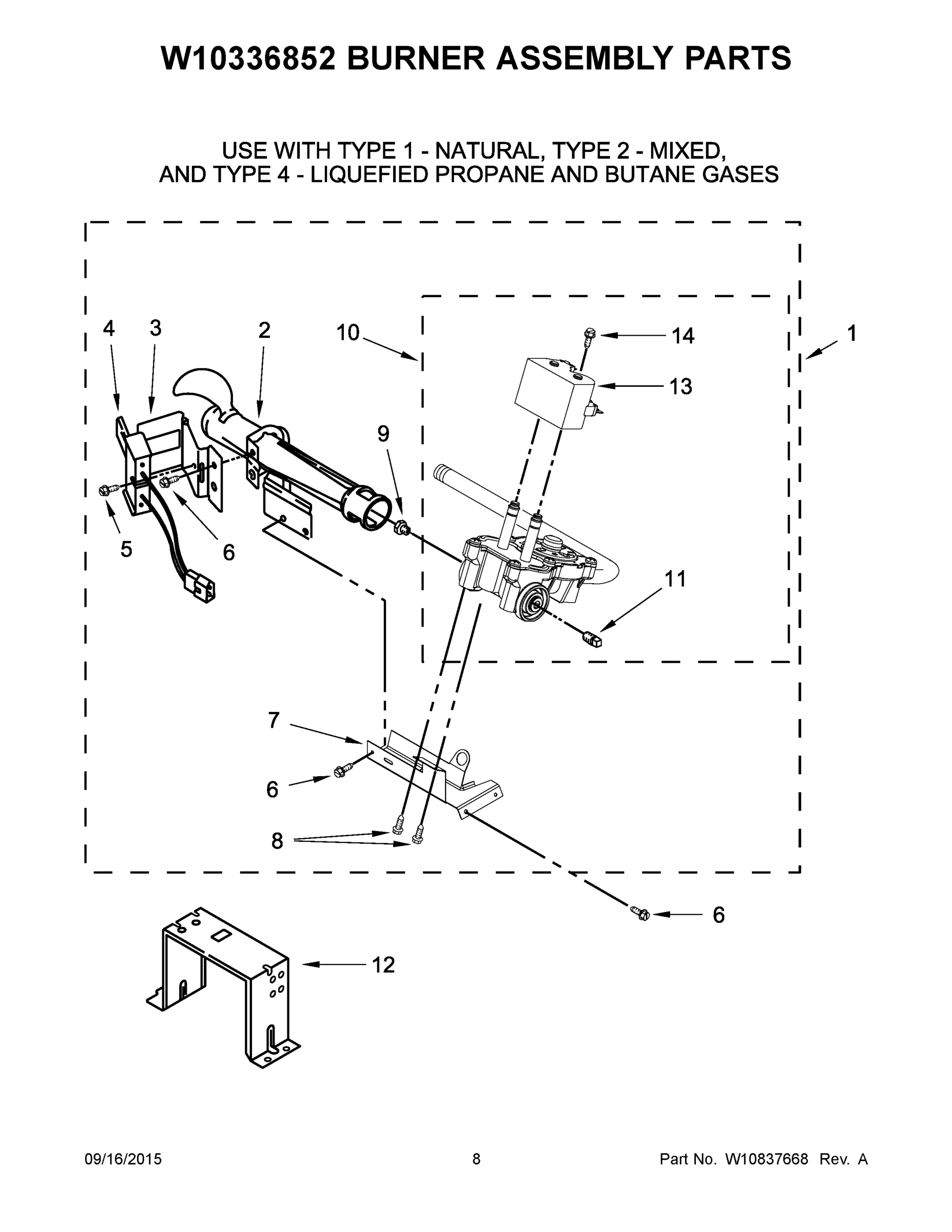 05 - W10336852 BURNER ASSEMBLY PARTS