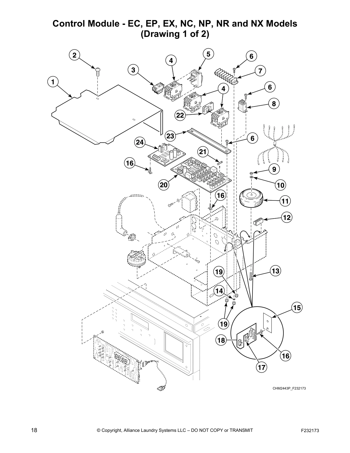 Control Module - EC, EP, EX, NC, NP, NR and NX Models 
(Drawing 1 of 2)
