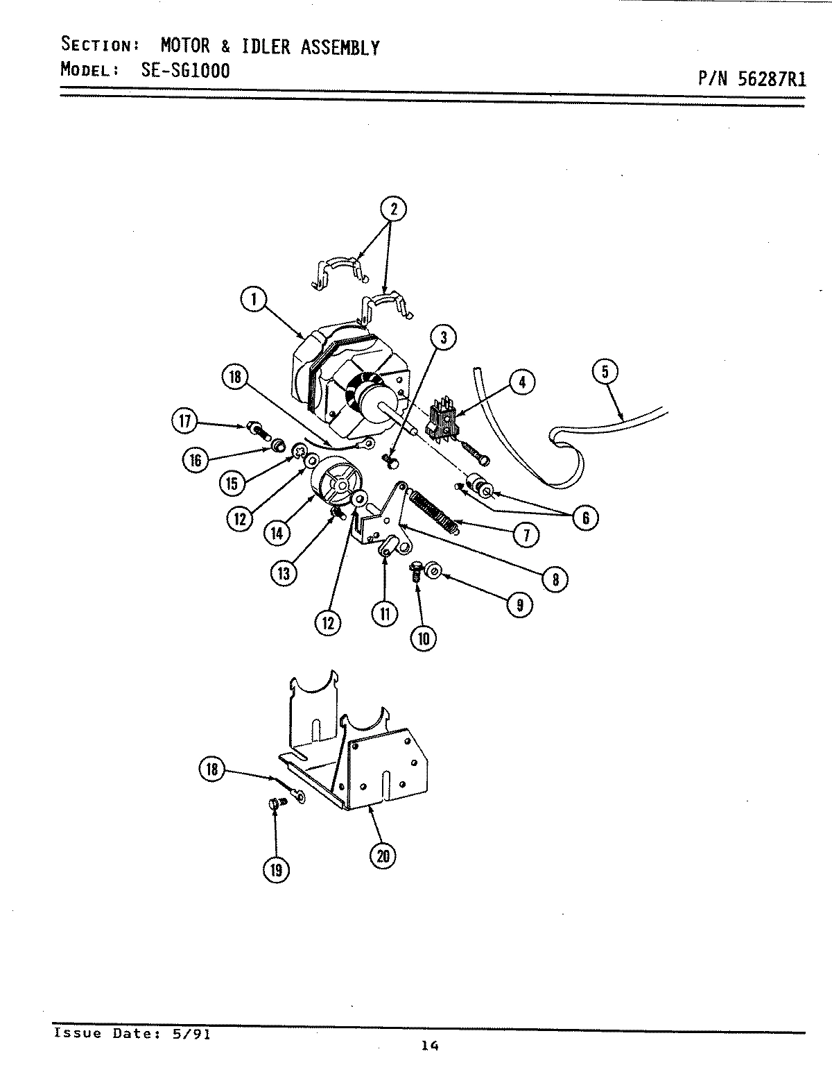 14 - MOTOR & IDLER ASSEMBLY