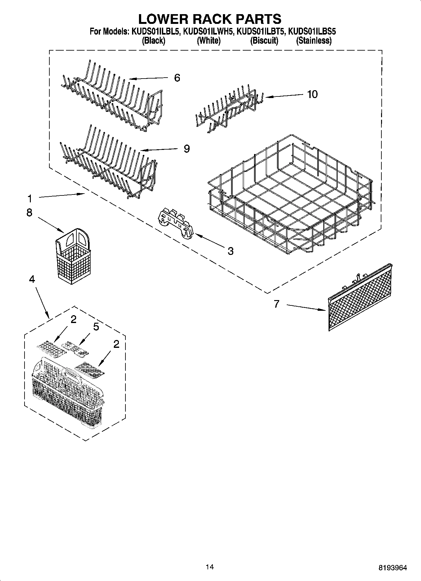 11 - LOWER RACK PARTS, OPTIONAL PARTS (NOT INCLUDED)