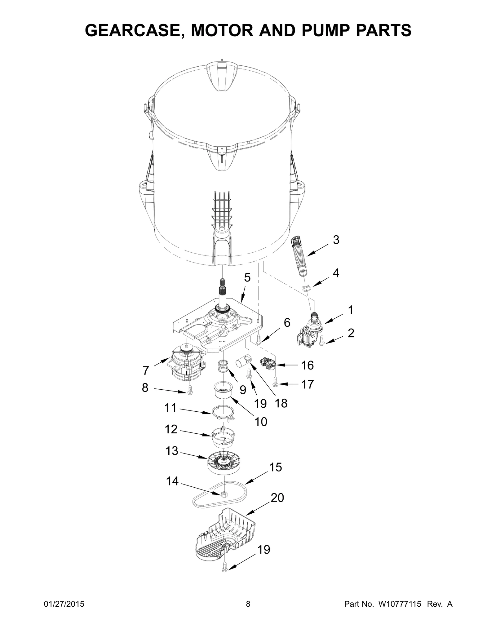 GEARCASE, MOTOR AND PUMP PARTS