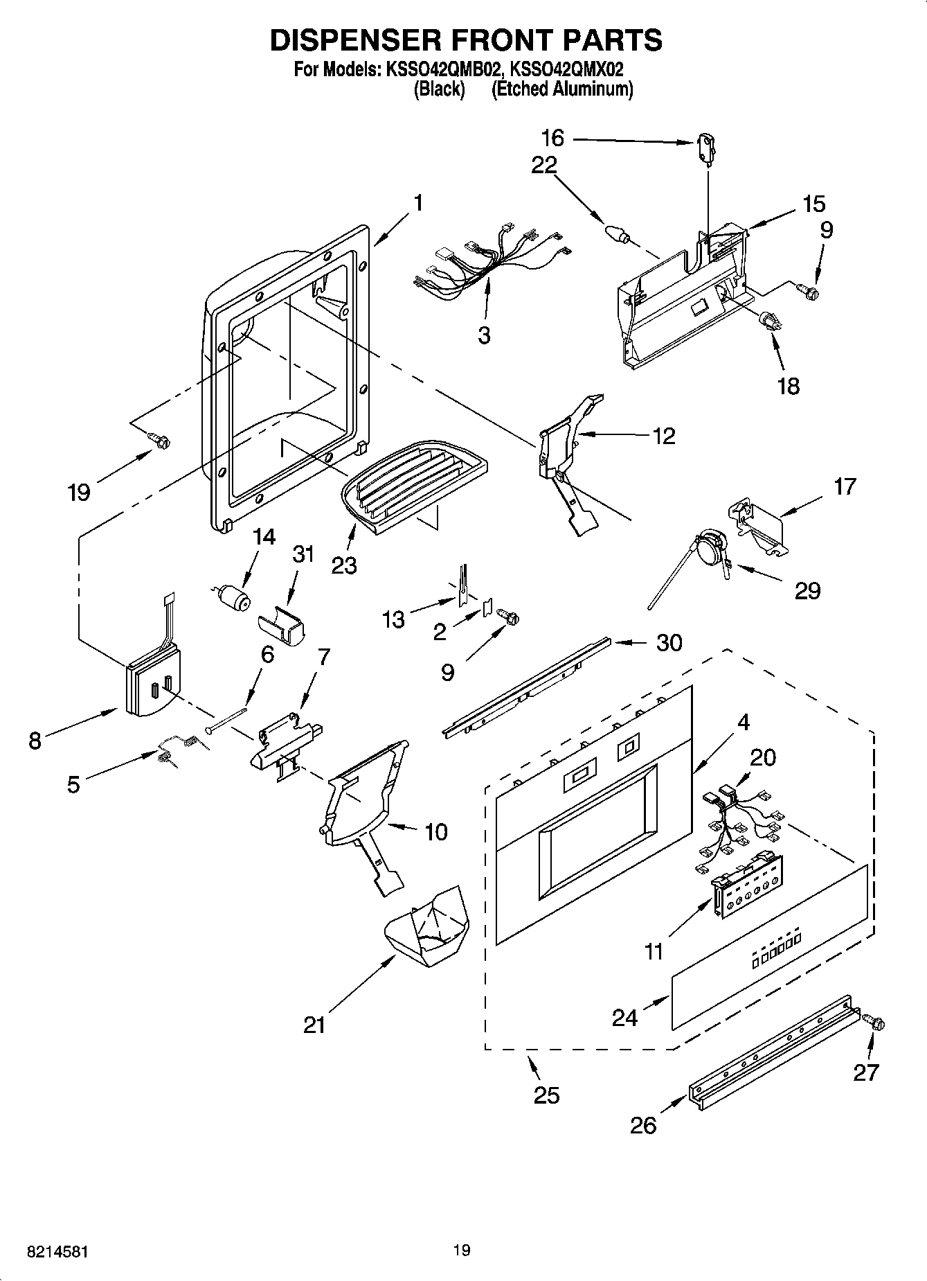 12 - DISPENSER AND FRONT PARTS